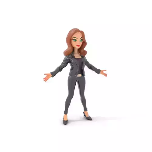 Stylish Female Character in Leather Jacket  Rigged and Animated