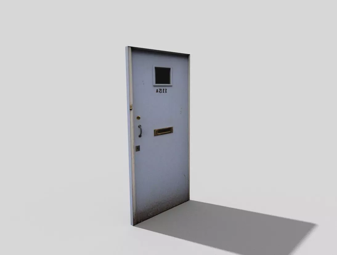 low poly door mailbox Low-poly 3D model_0