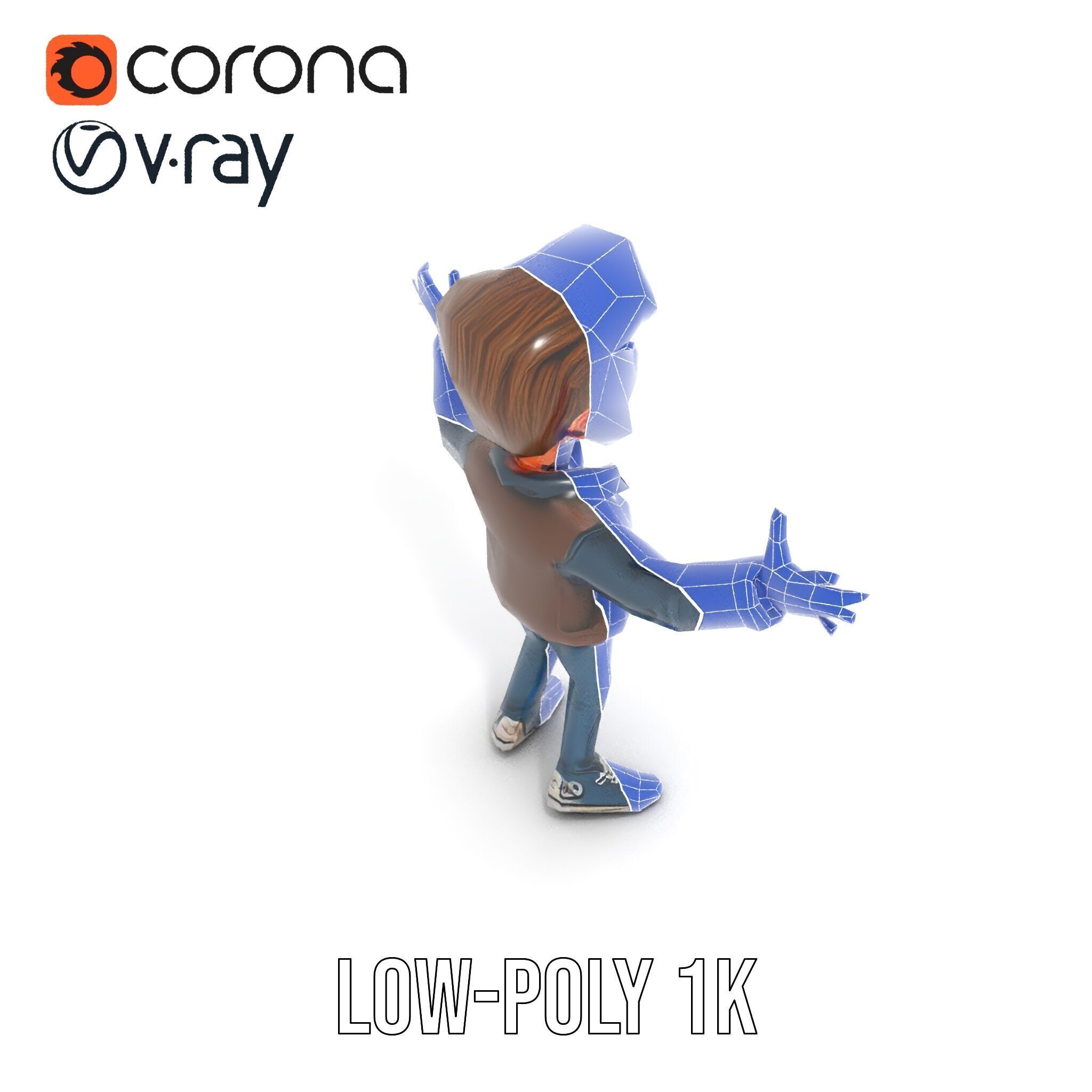 Stylish D Character with Beard in Casual Attire  Rigged and A... Low-poly 3D model_21