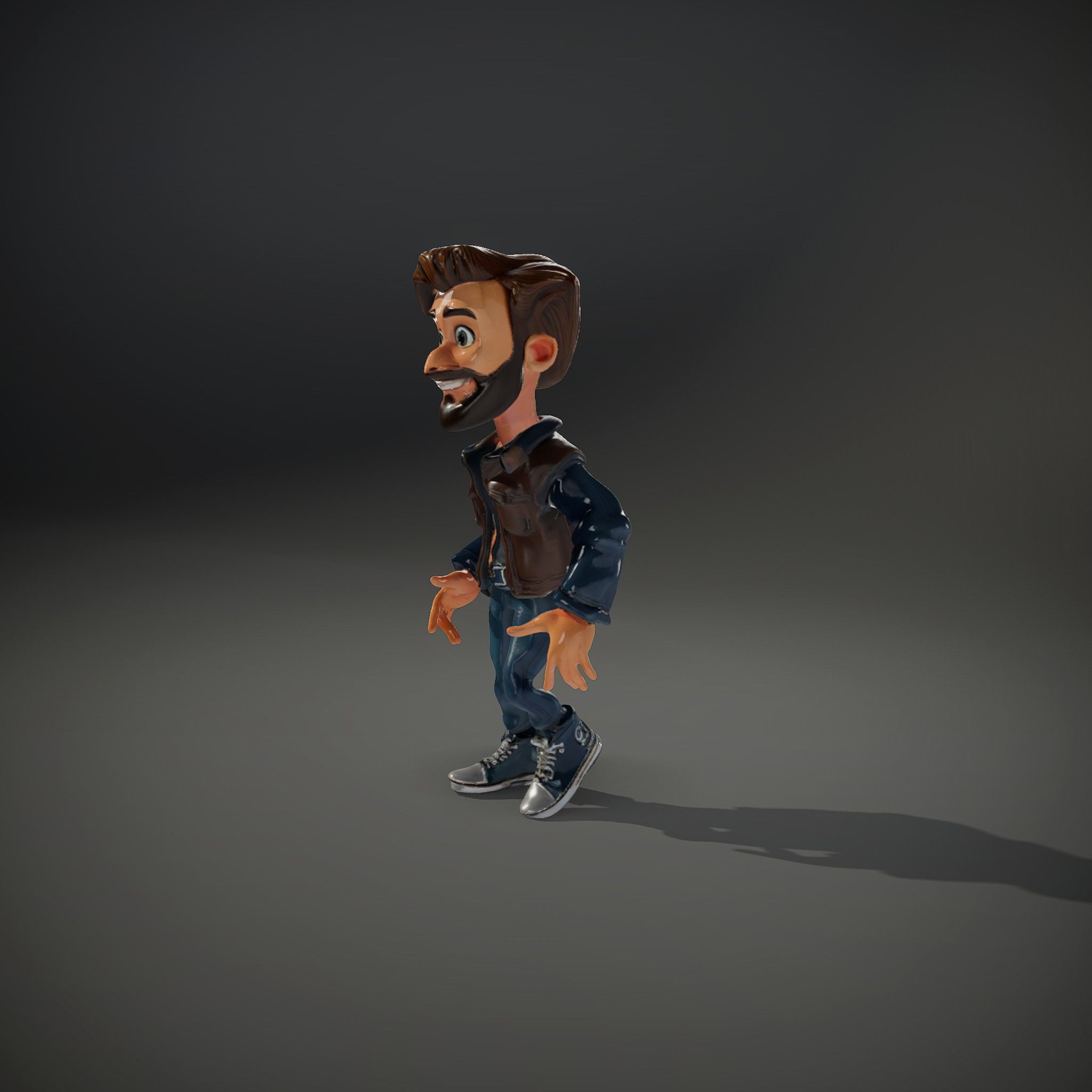 Stylish D Character with Beard in Casual Attire  Rigged and A... Low-poly 3D model_36