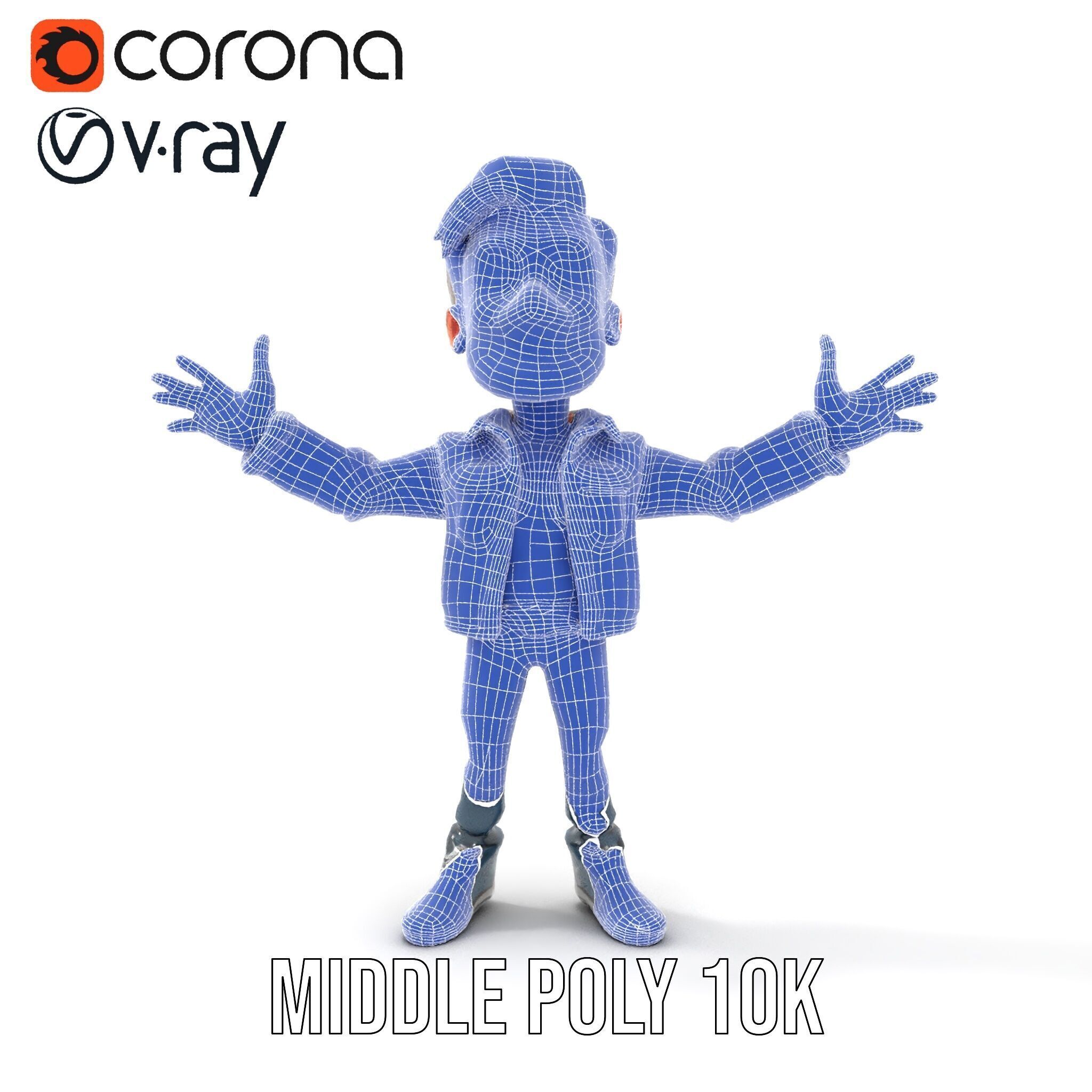 Stylish D Character with Beard in Casual Attire  Rigged and A... Low-poly 3D model_34