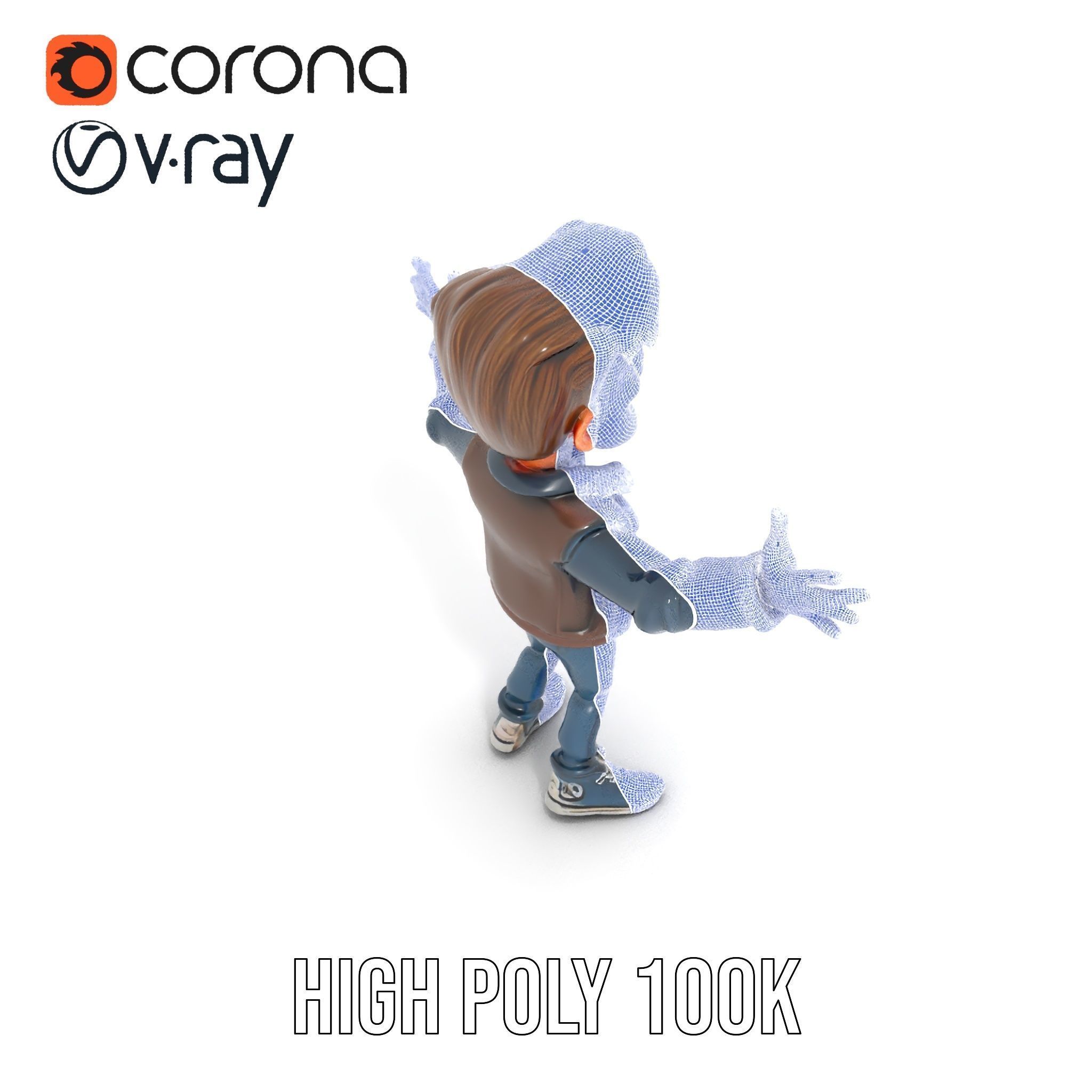 Stylish D Character with Beard in Casual Attire  Rigged and A... Low-poly 3D model_28