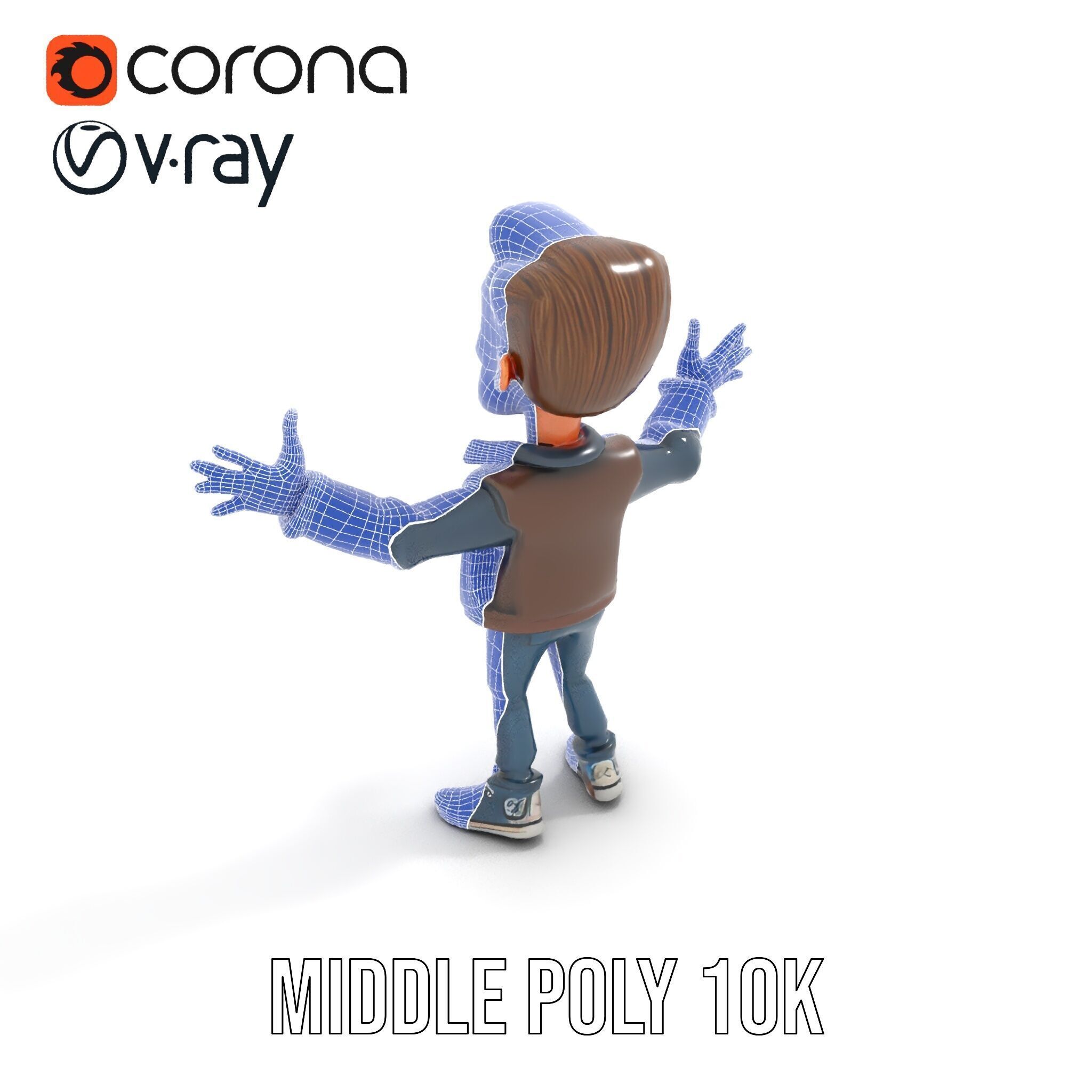 Stylish D Character with Beard in Casual Attire  Rigged and A... Low-poly 3D model_23