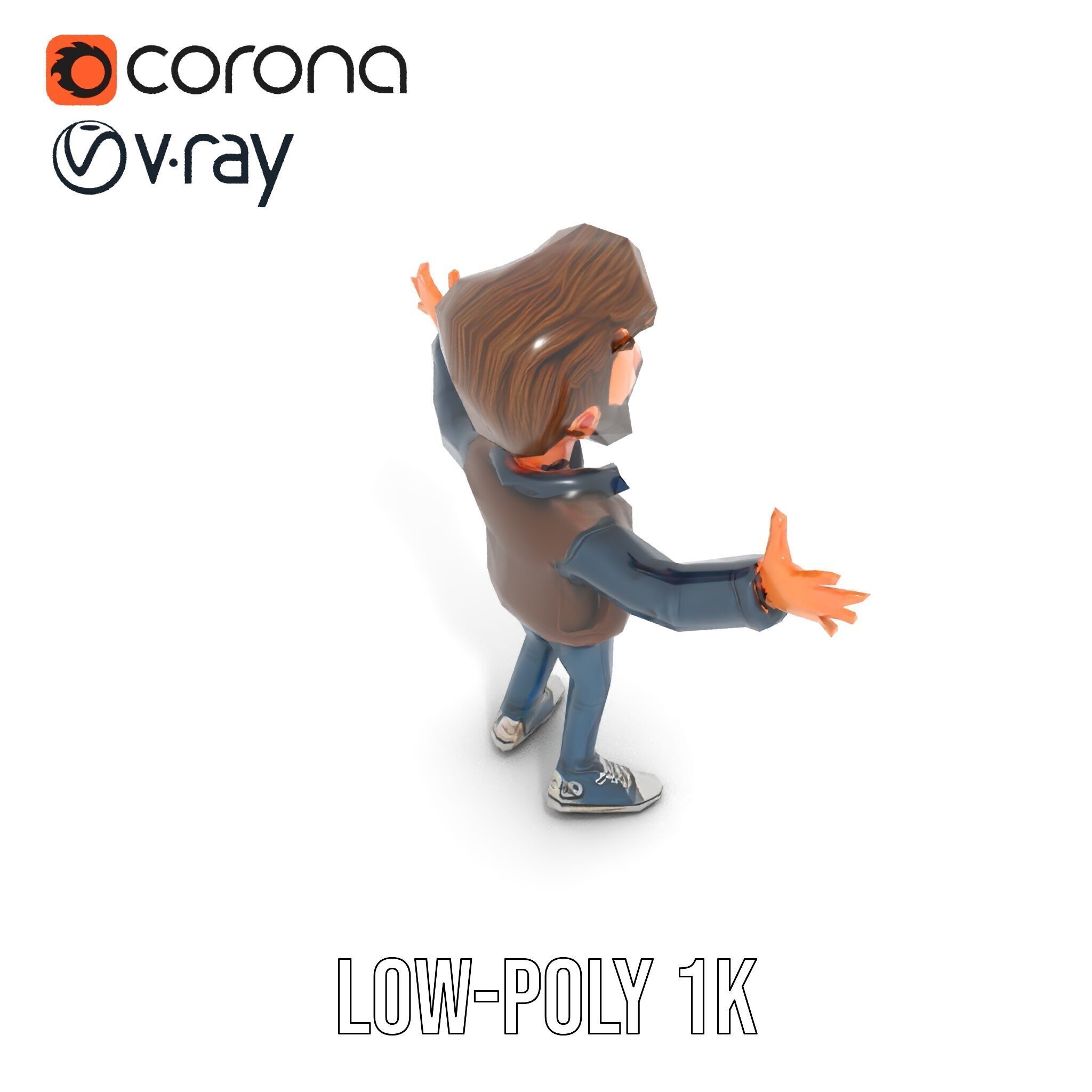 Stylish D Character with Beard in Casual Attire  Rigged and A... Low-poly 3D model_27