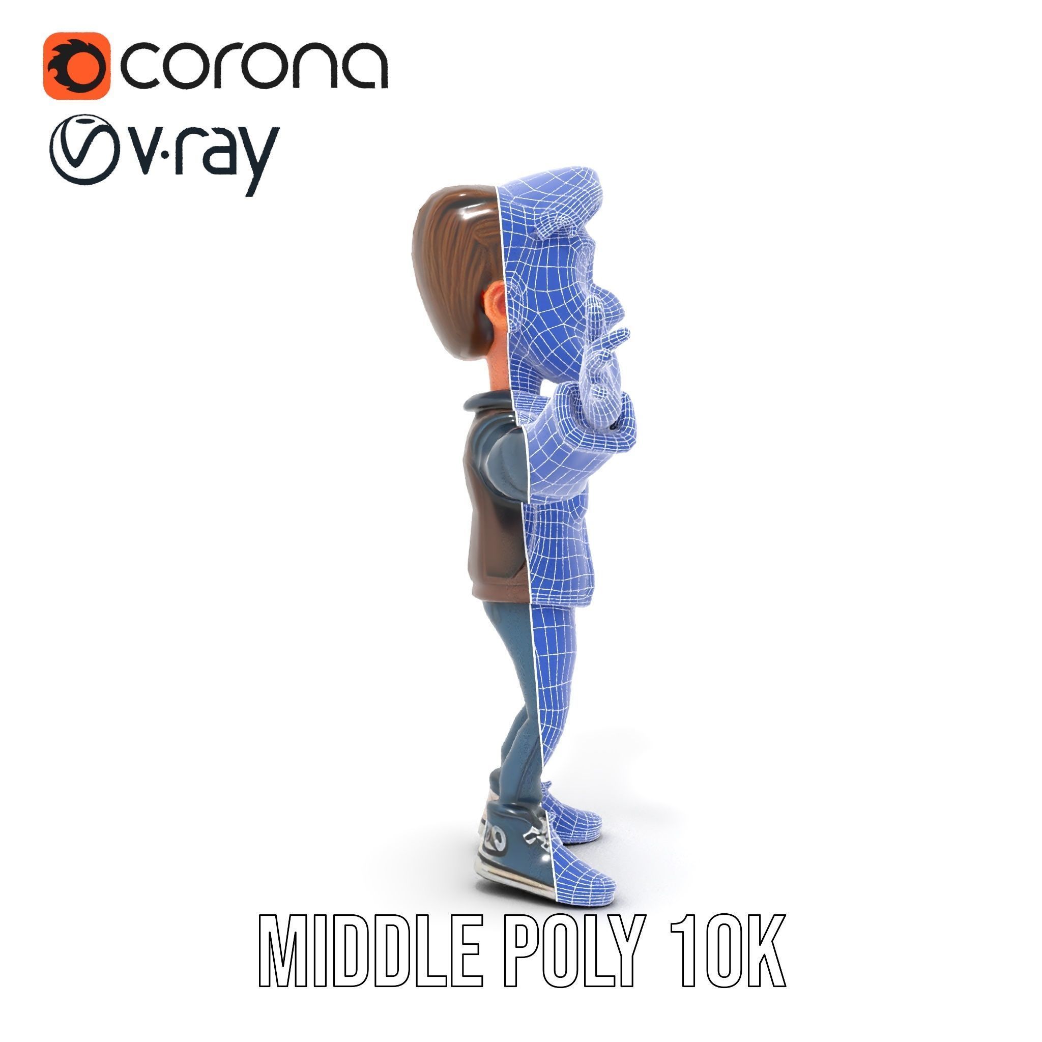 Stylish D Character with Beard in Casual Attire  Rigged and A... Low-poly 3D model_26