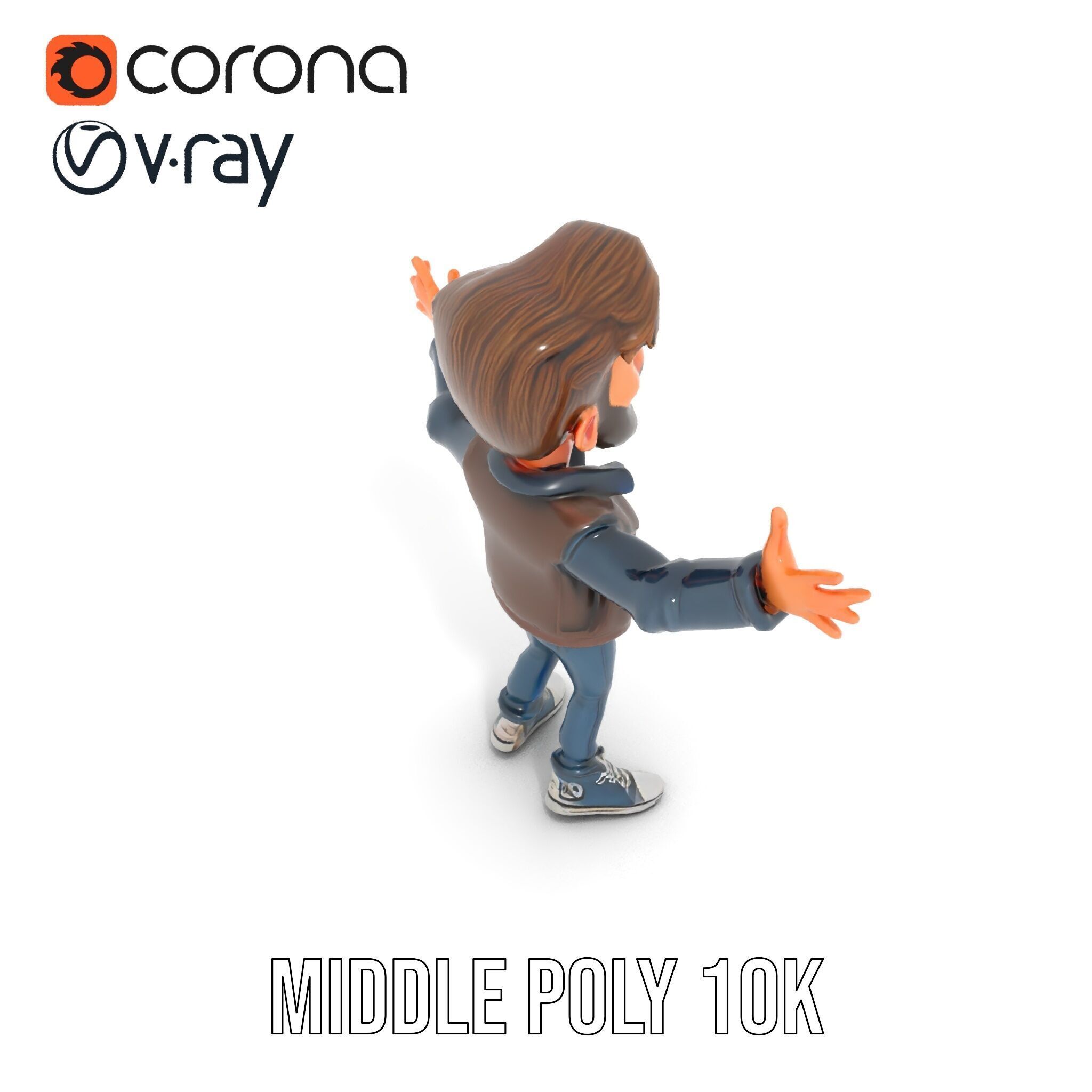 Stylish D Character with Beard in Casual Attire  Rigged and A... Low-poly 3D model_29