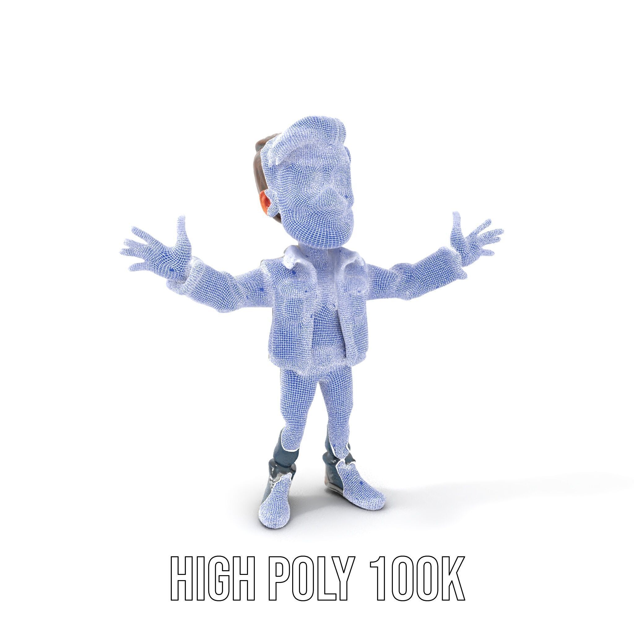 Stylish D Character with Beard in Casual Attire  Rigged and A... Low-poly 3D model_4