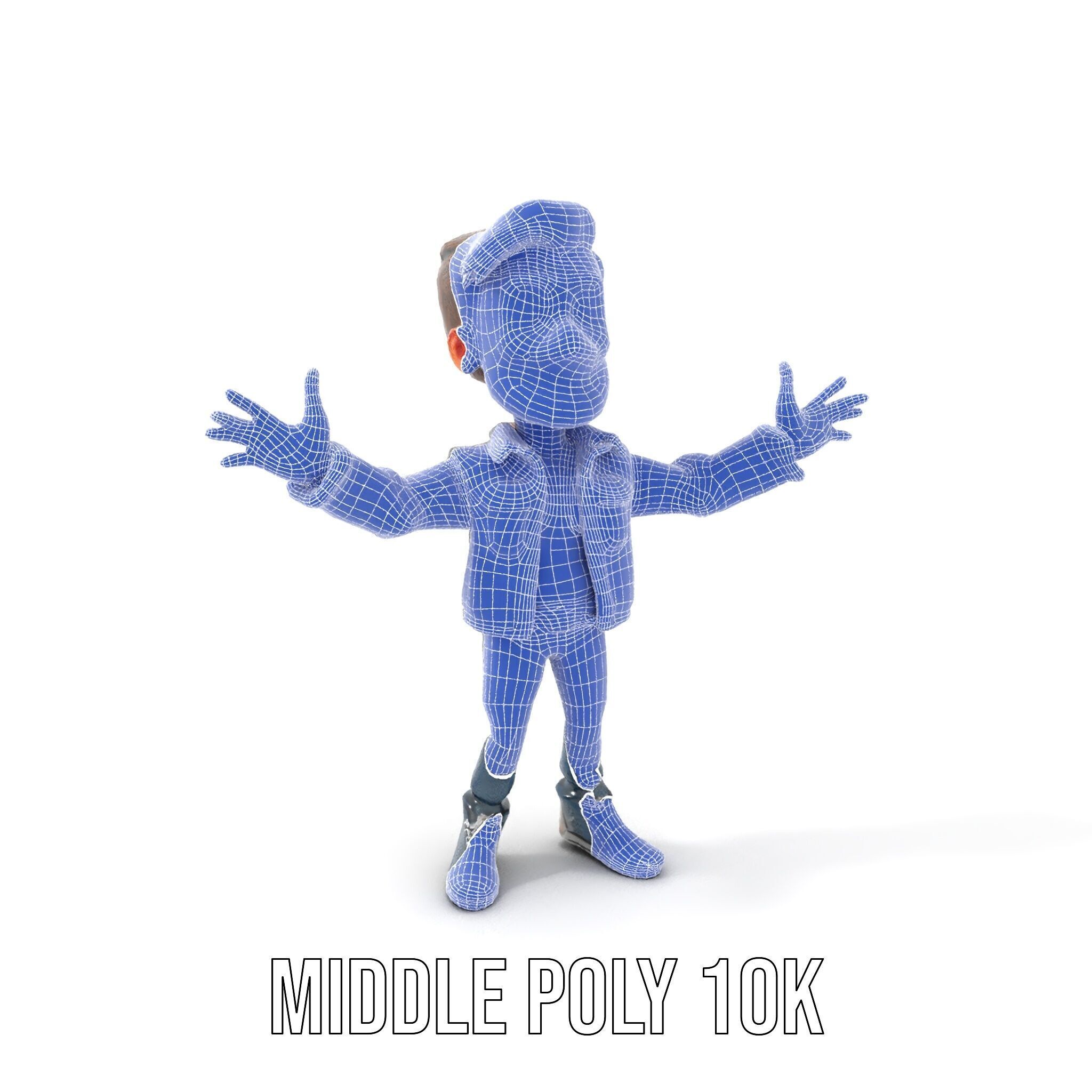 Stylish D Character with Beard in Casual Attire  Rigged and A... Low-poly 3D model_32