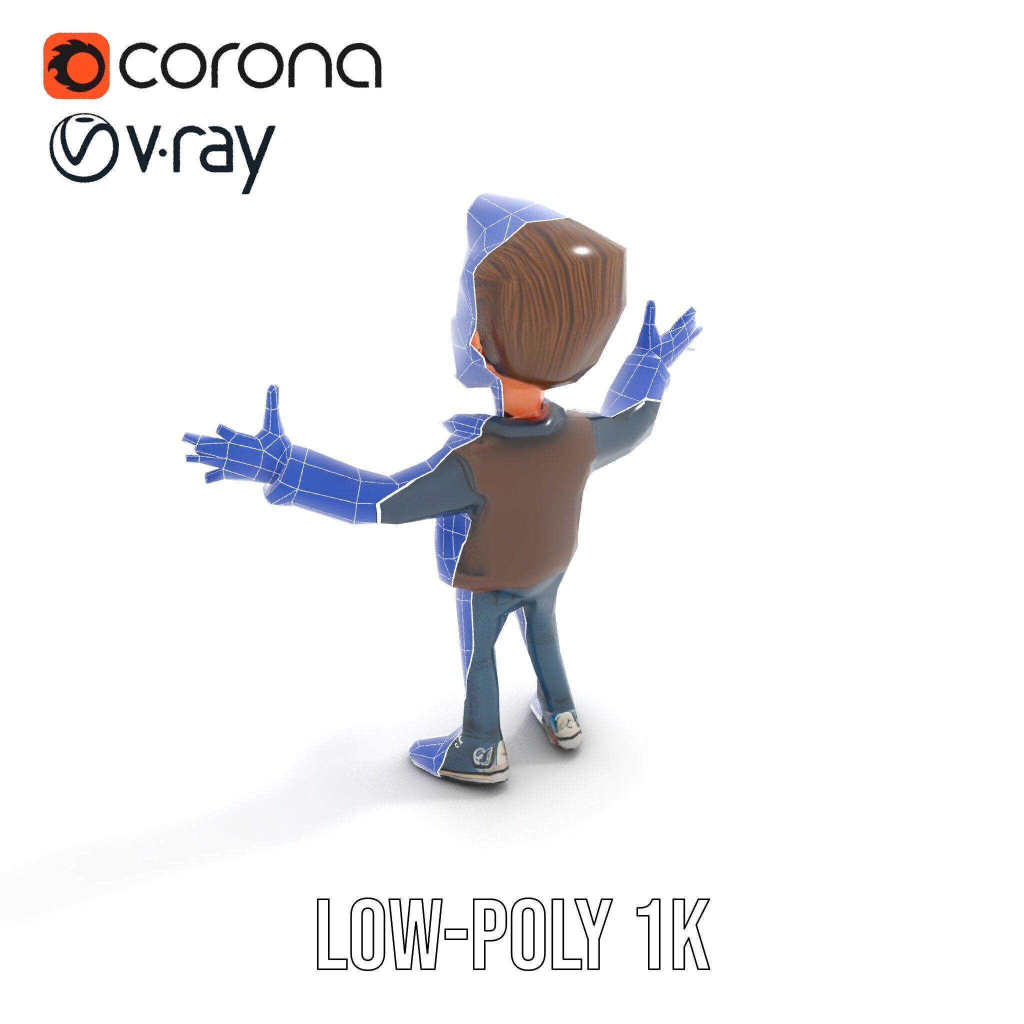 Stylish D Character with Beard in Casual Attire  Rigged and A... Low-poly 3D model_7