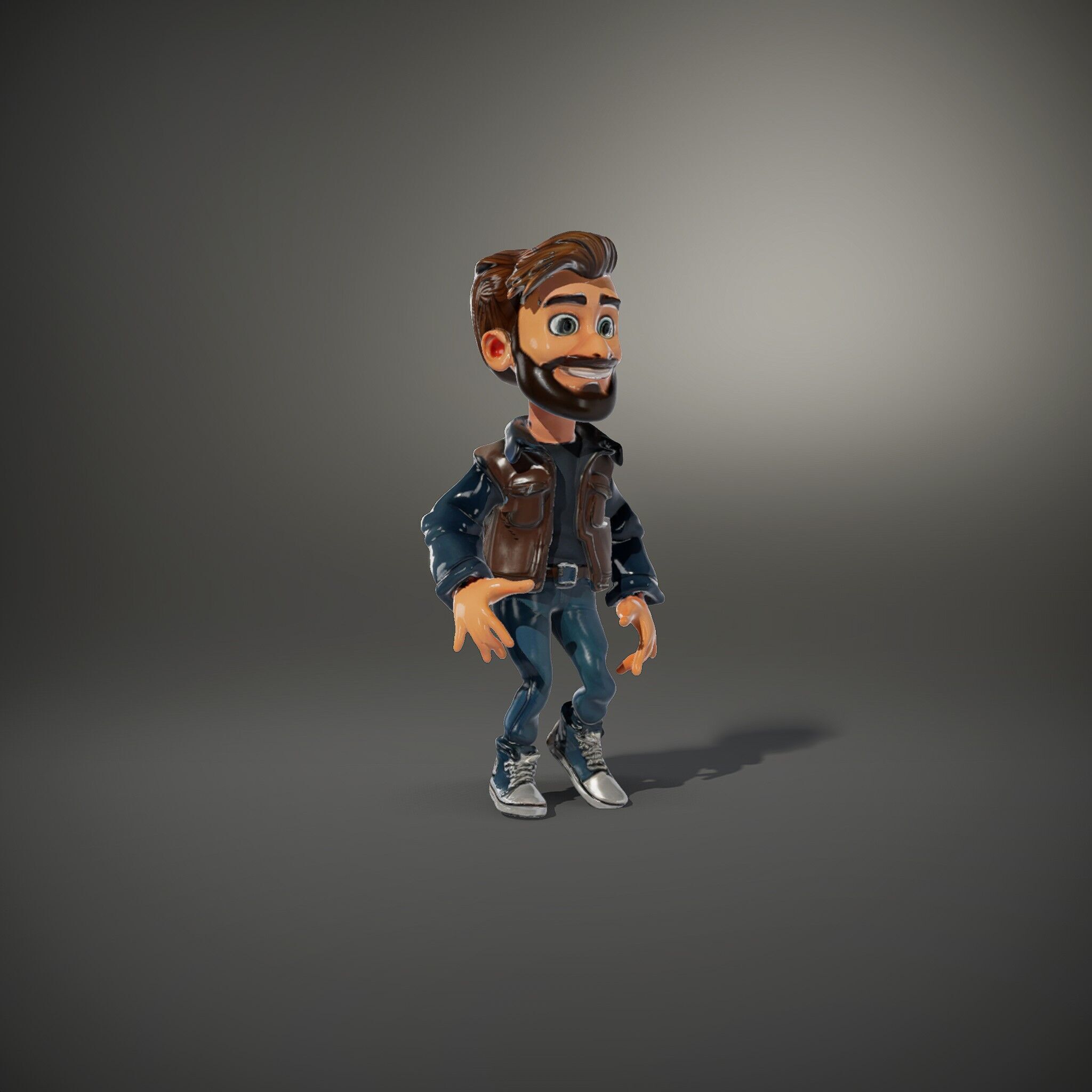 Stylish D Character with Beard in Casual Attire  Rigged and A... Low-poly 3D model_35