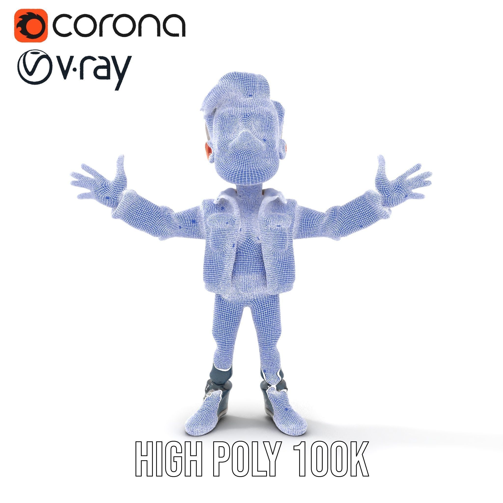 Stylish D Character with Beard in Casual Attire  Rigged and A... Low-poly 3D model_31