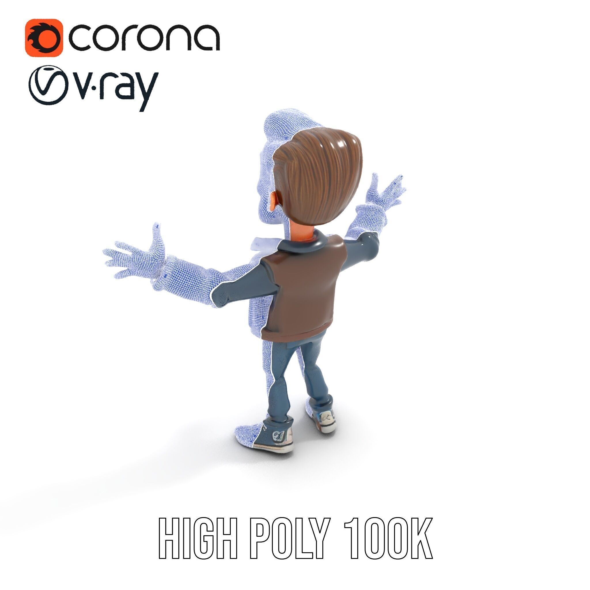 Stylish D Character with Beard in Casual Attire  Rigged and A... Low-poly 3D model_25