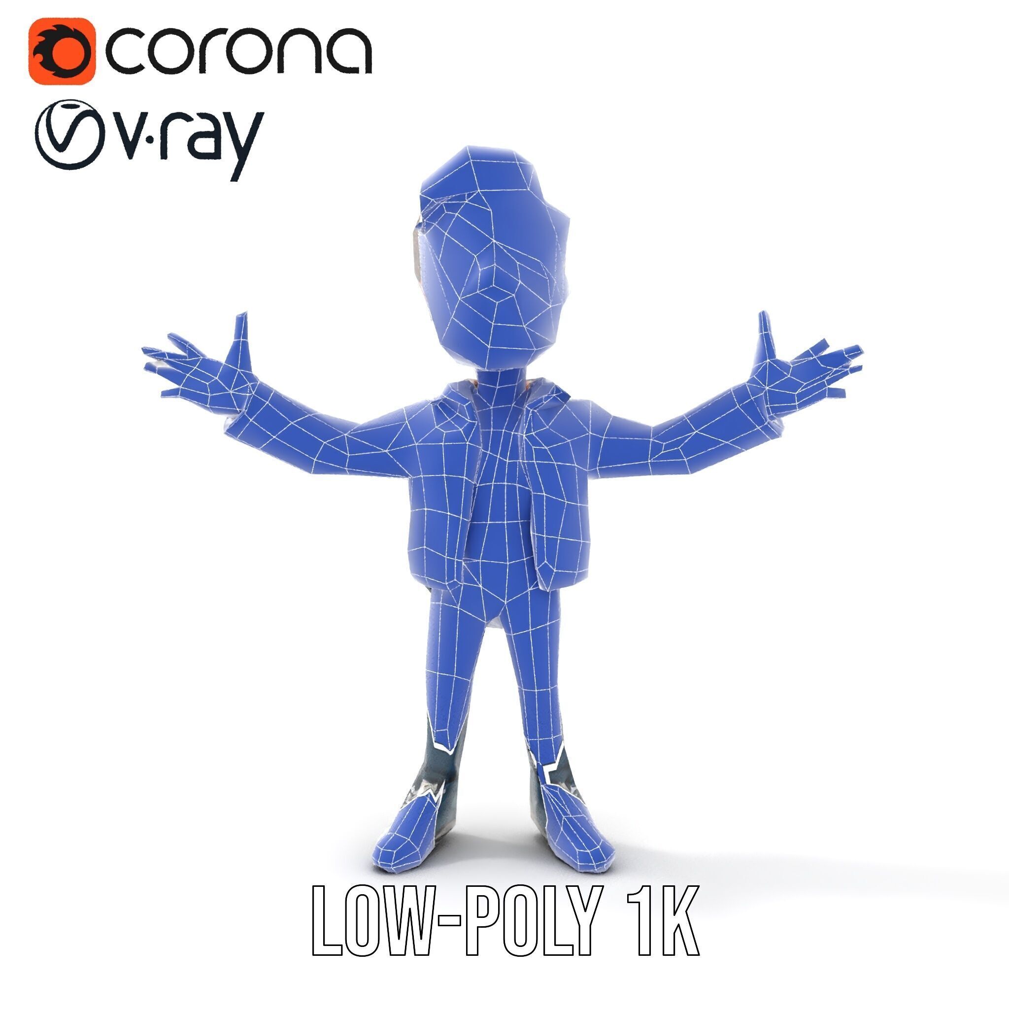 Stylish D Character with Beard in Casual Attire  Rigged and A... Low-poly 3D model_16