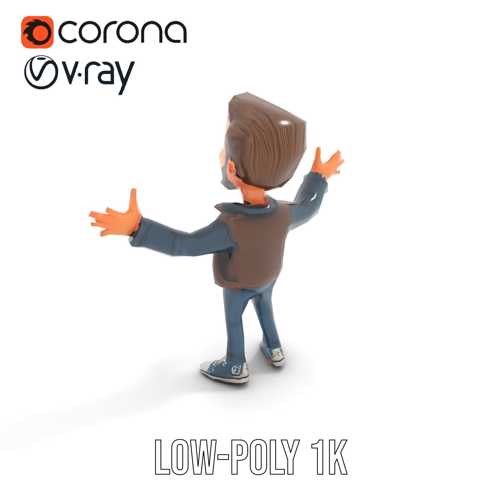 Stylish D Character with Beard in Casual Attire  Rigged and A... Low-poly 3D model_24