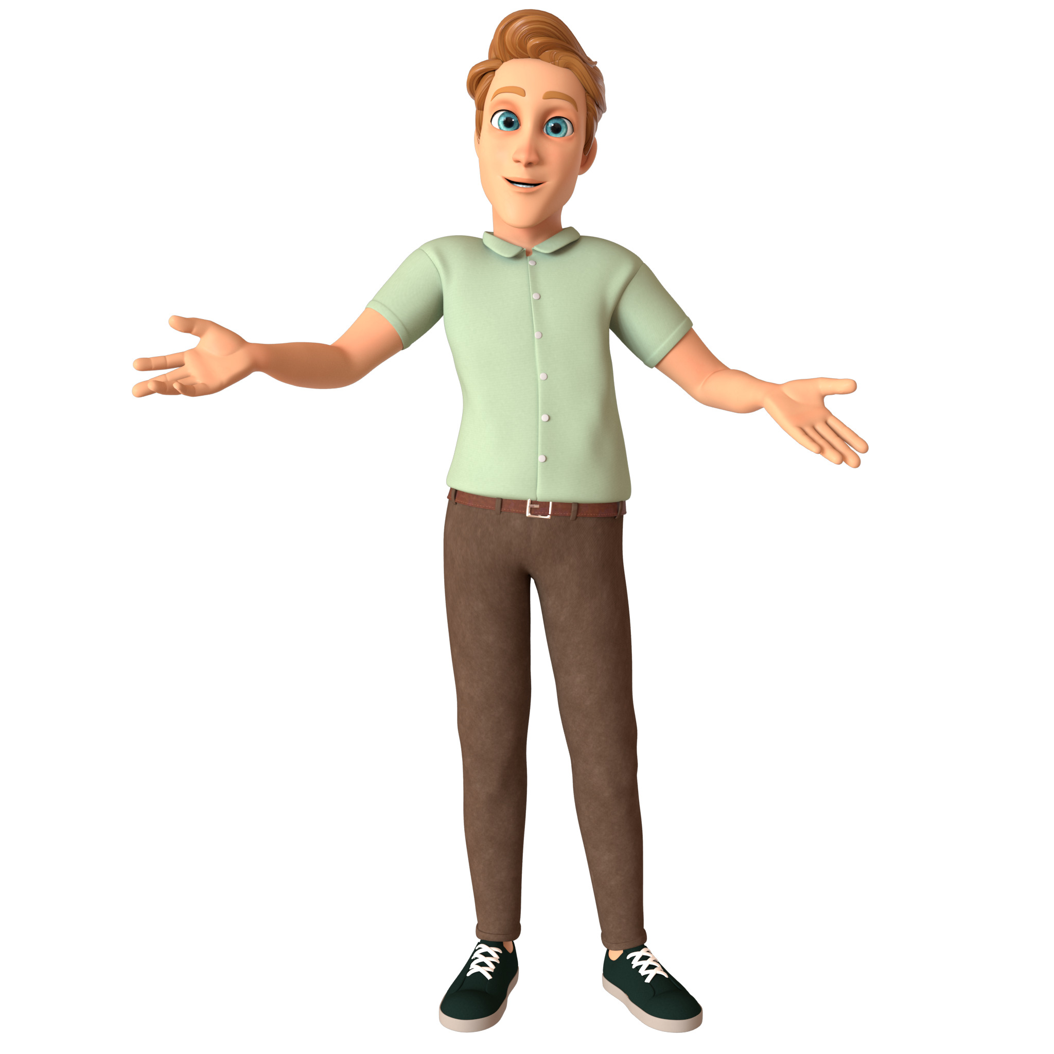 Cartoon Man Rigged 3D model_1