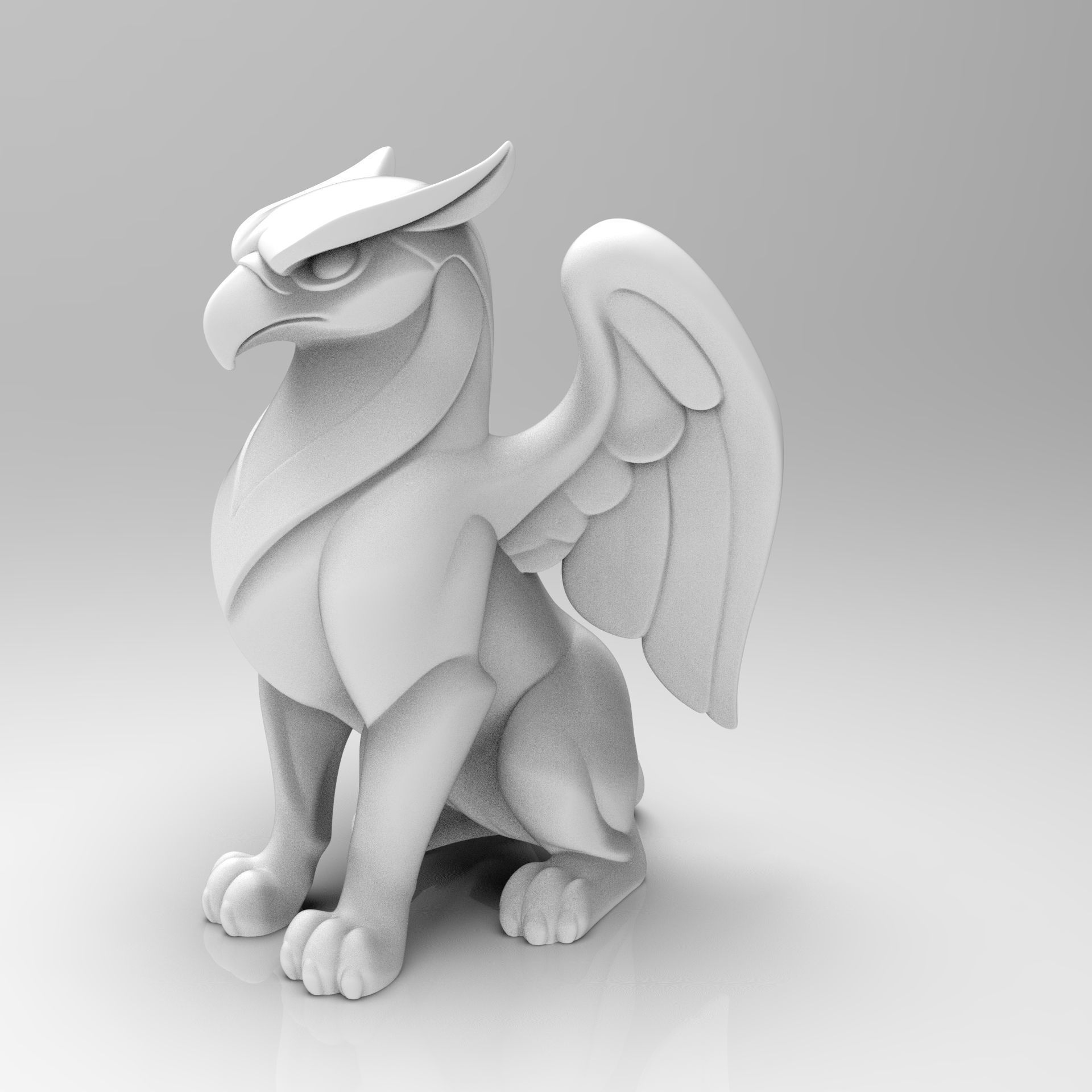 Mystical Griffin Minimalist Sculpture 3D print model_3