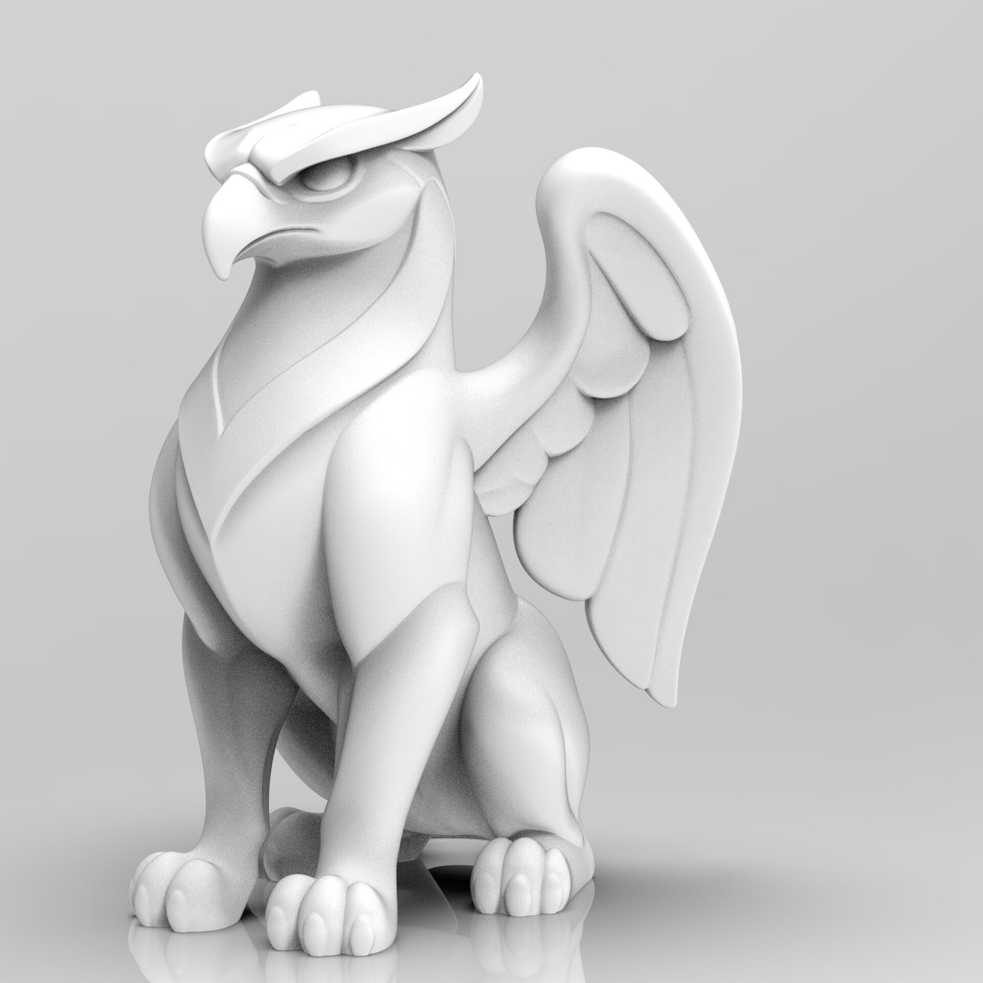 Mystical Griffin Minimalist Sculpture 3D print model_4