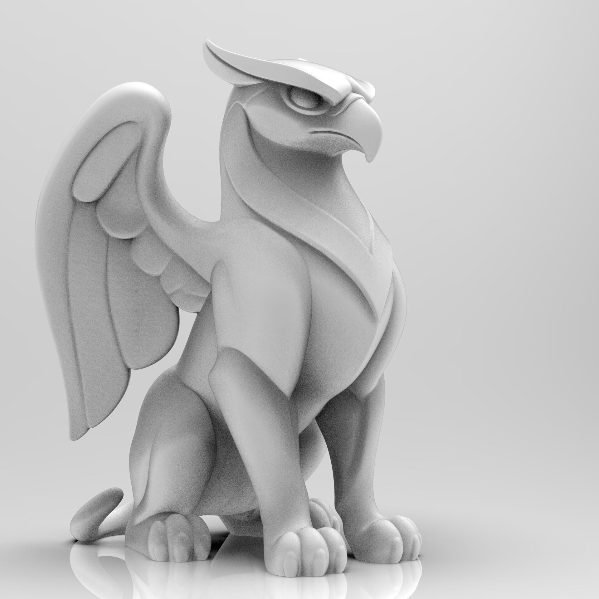 Mystical Griffin Minimalist Sculpture 3D print model_6