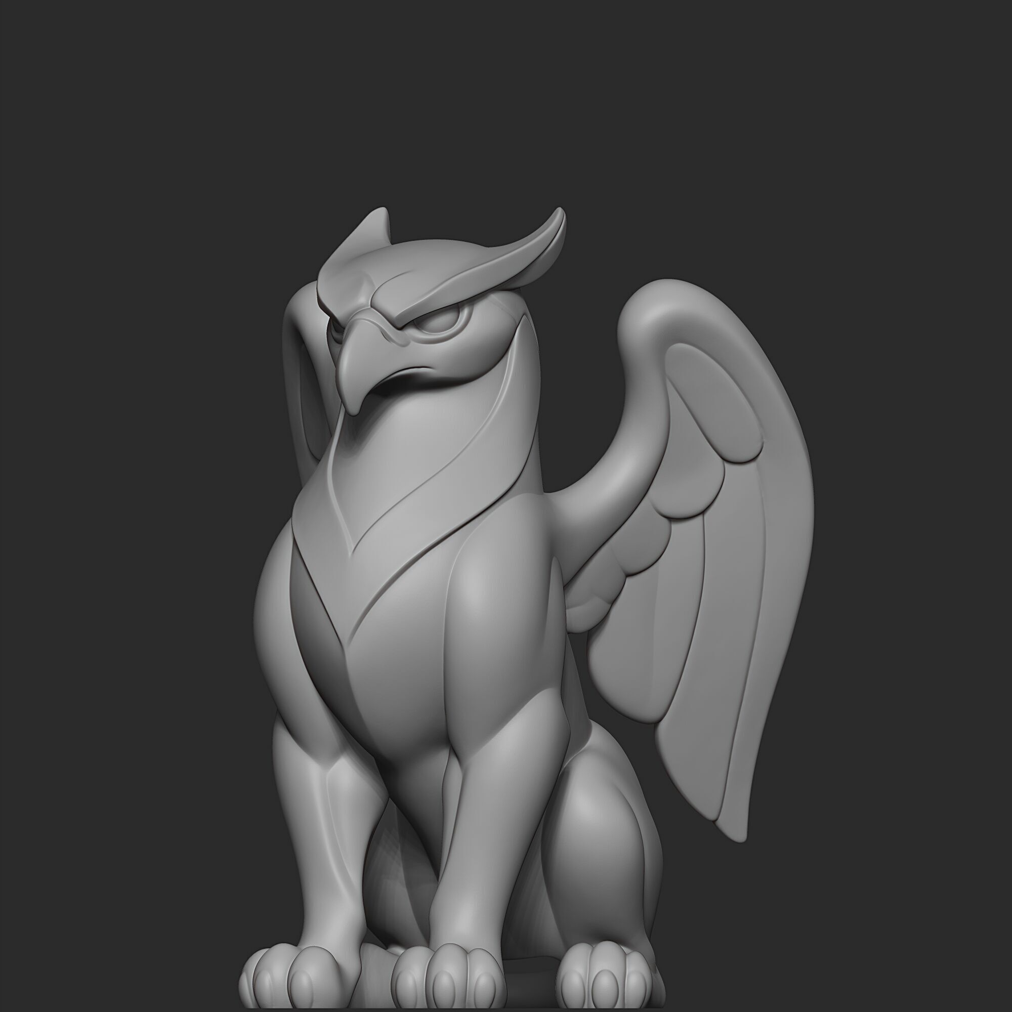Mystical Griffin Minimalist Sculpture 3D print model_7