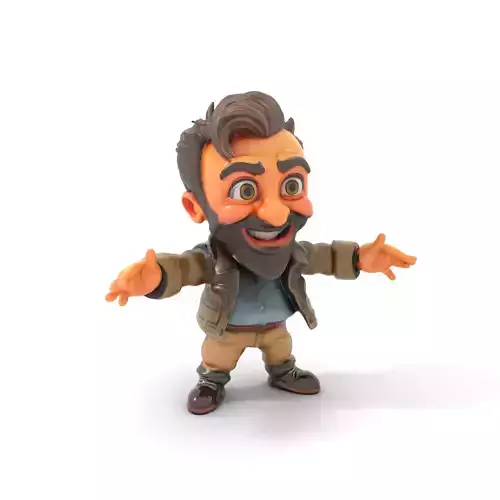 Bearded Explorer Rigged and Animated D Character Model Low-poly 3D model