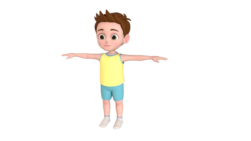 Cartoon Boy Rigged 3D model_2