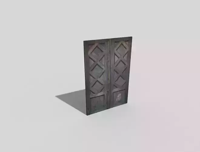low poly door wooden