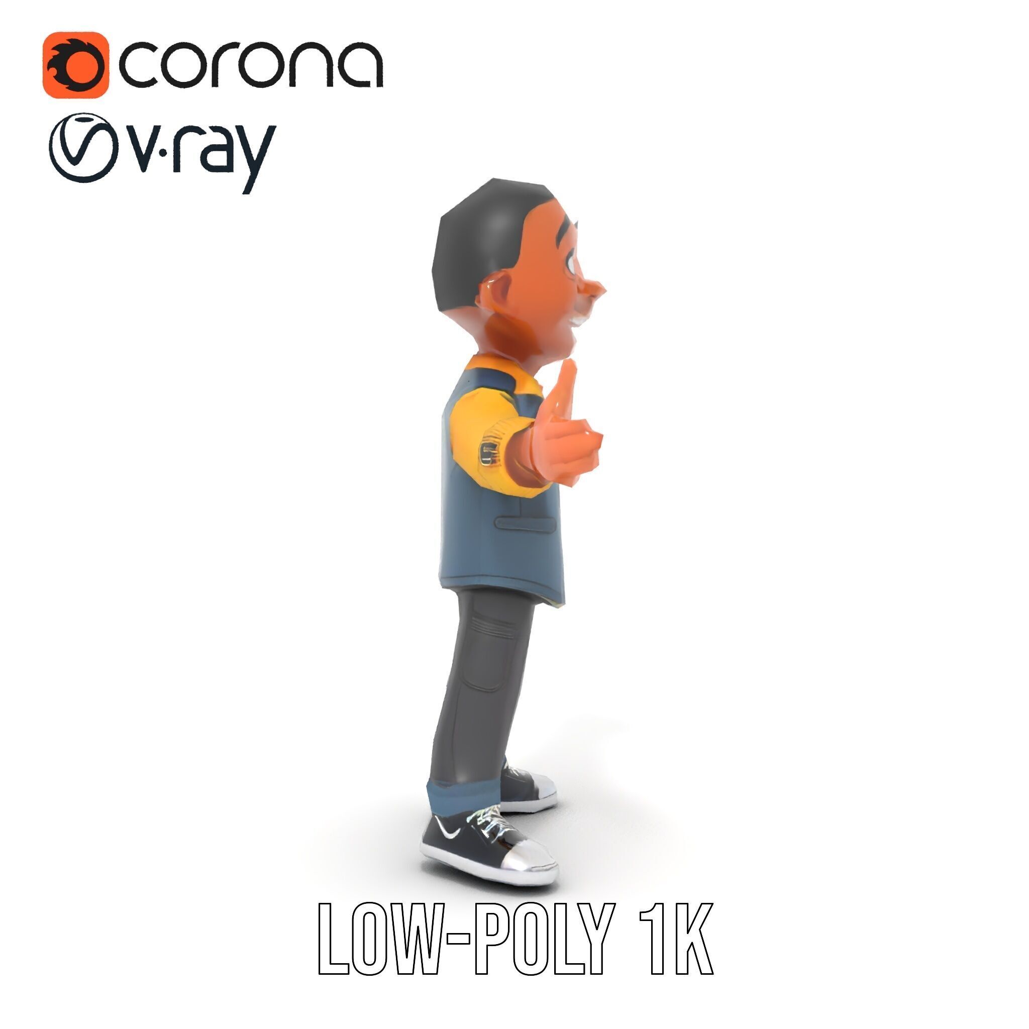 Energetic Boy in Casual Wear Rigged and Animated D Character ... Low-poly 3D model_22