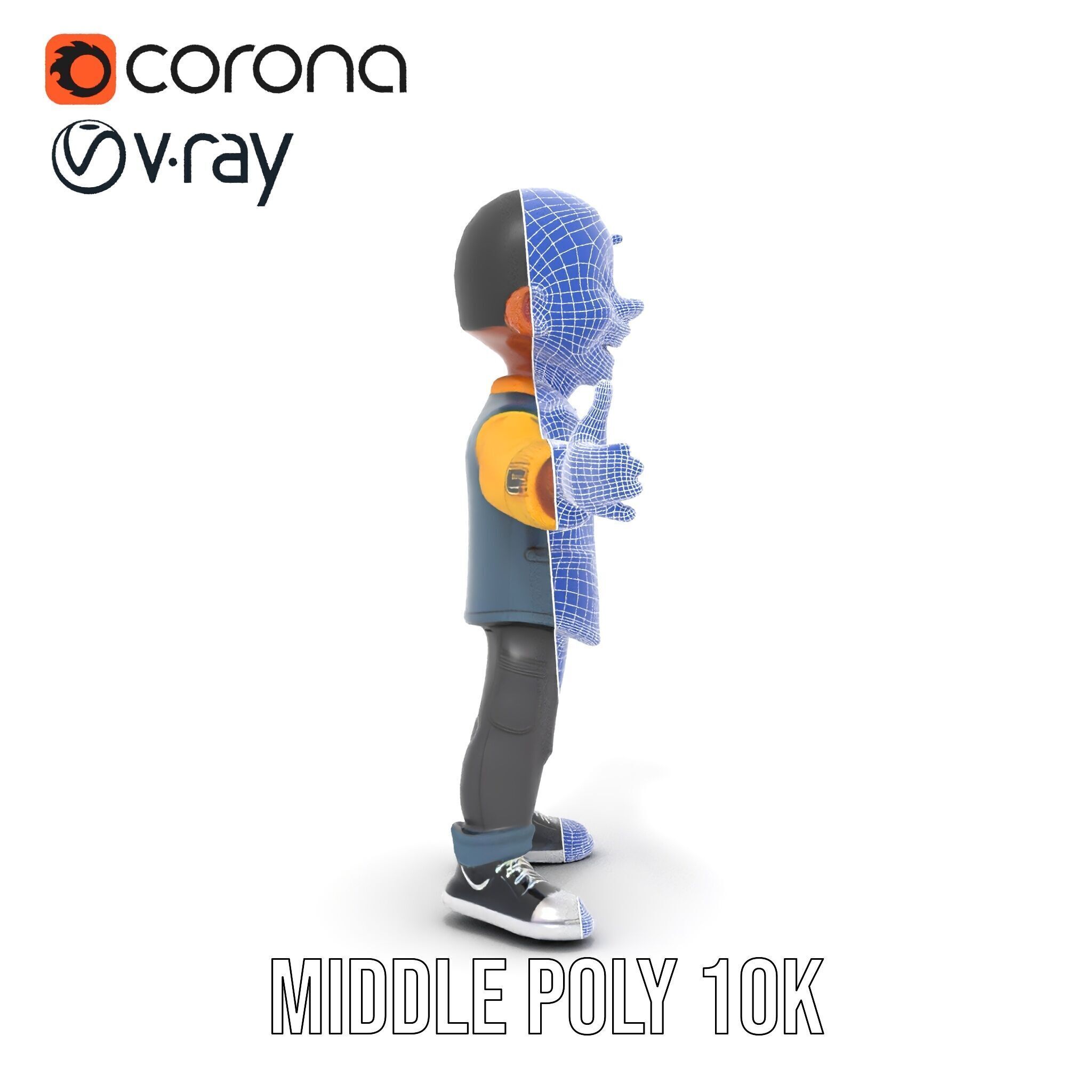 Energetic Boy in Casual Wear Rigged and Animated D Character ... Low-poly 3D model_34