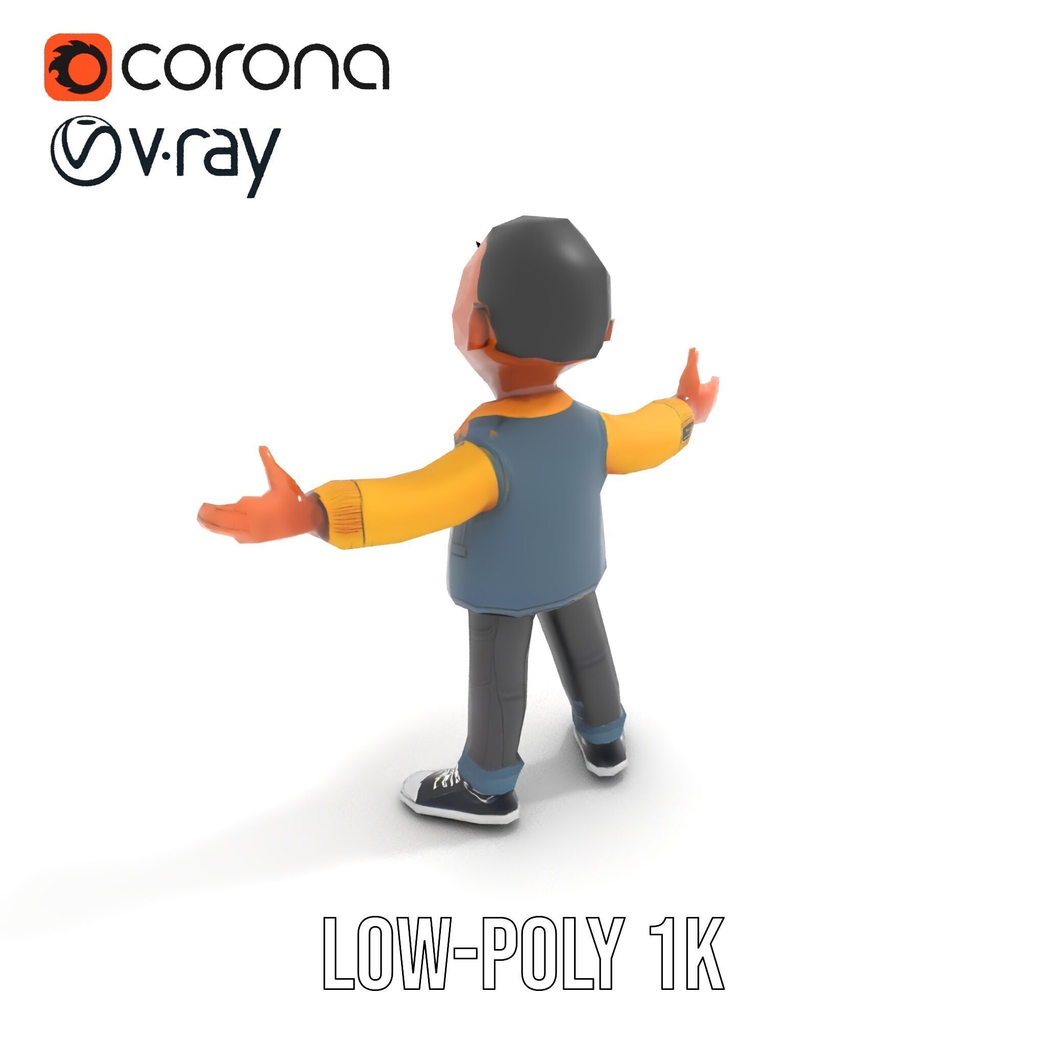 Energetic Boy in Casual Wear Rigged and Animated D Character ... Low-poly 3D model_9