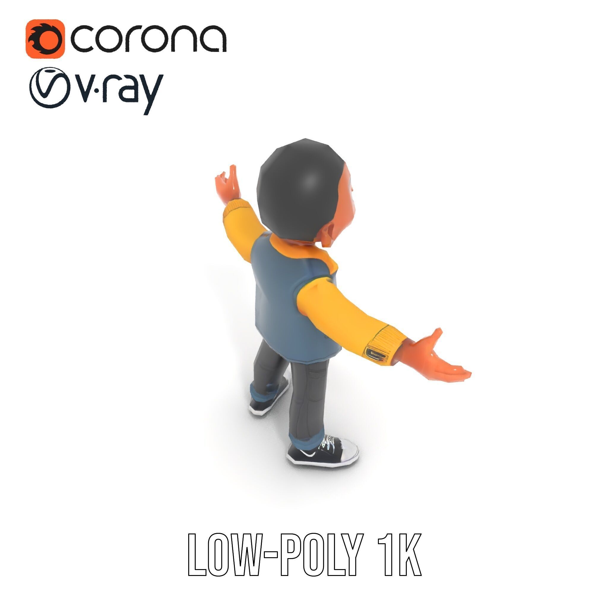 Energetic Boy in Casual Wear Rigged and Animated D Character ... Low-poly 3D model_20