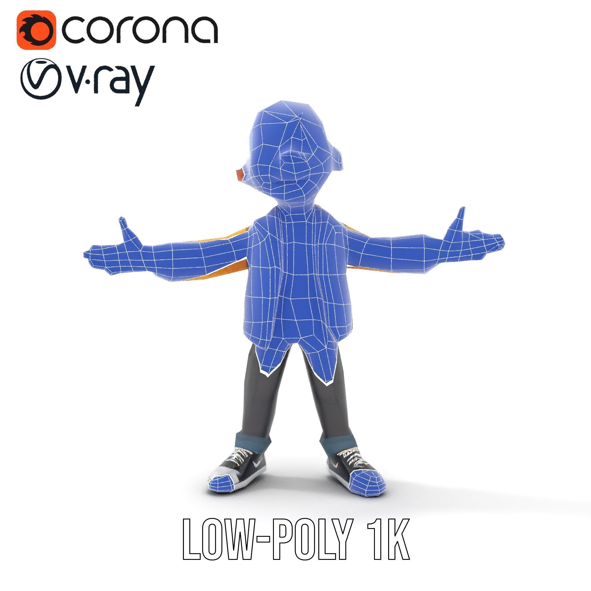 Energetic Boy in Casual Wear Rigged and Animated D Character ... Low-poly 3D model_30