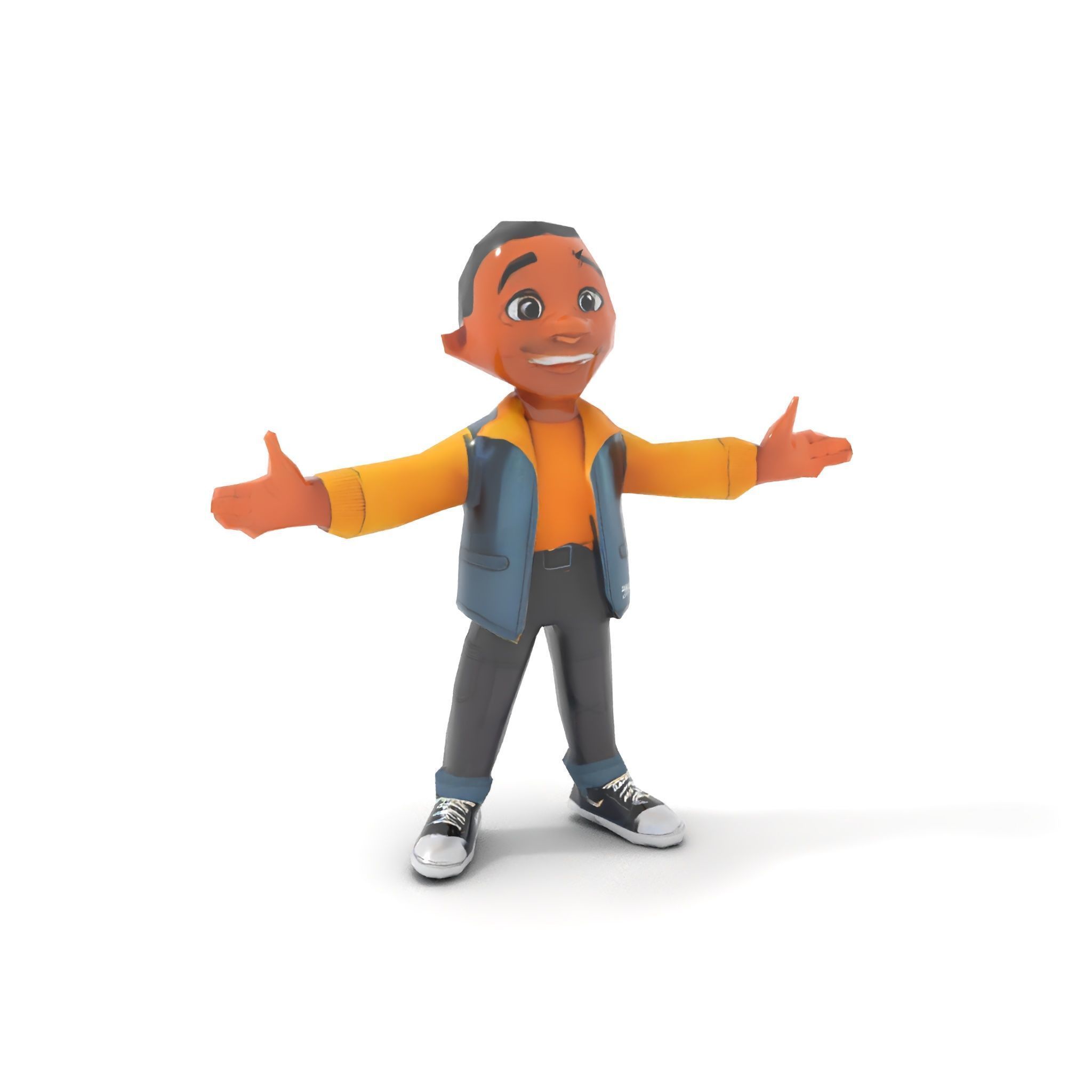 Energetic Boy in Casual Wear Rigged and Animated D Character ... Low-poly 3D model_7