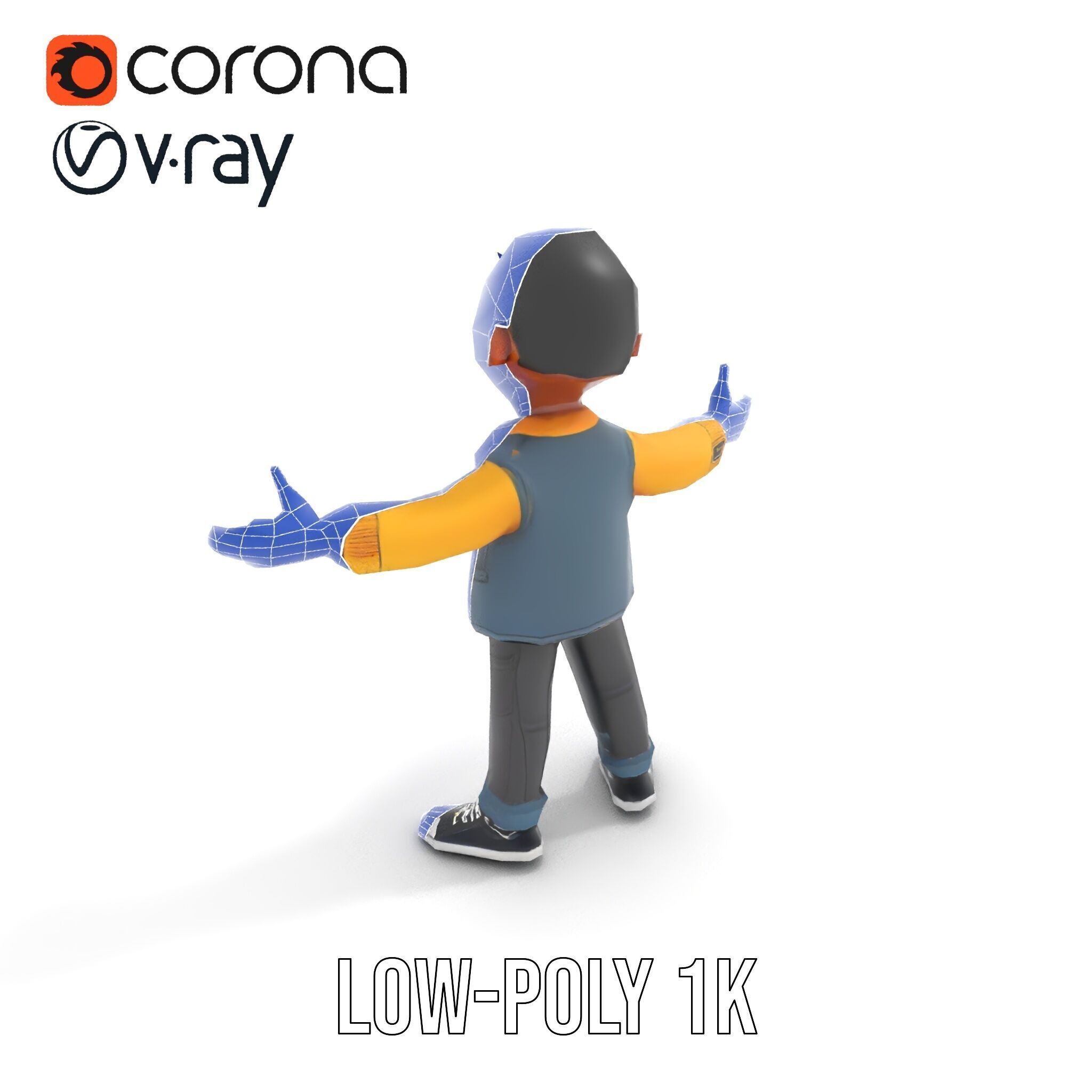 Energetic Boy in Casual Wear Rigged and Animated D Character ... Low-poly 3D model_14