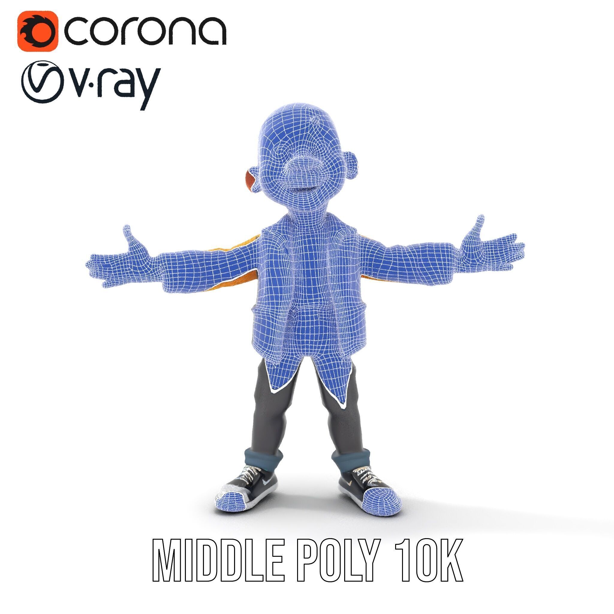 Energetic Boy in Casual Wear Rigged and Animated D Character ... Low-poly 3D model_32