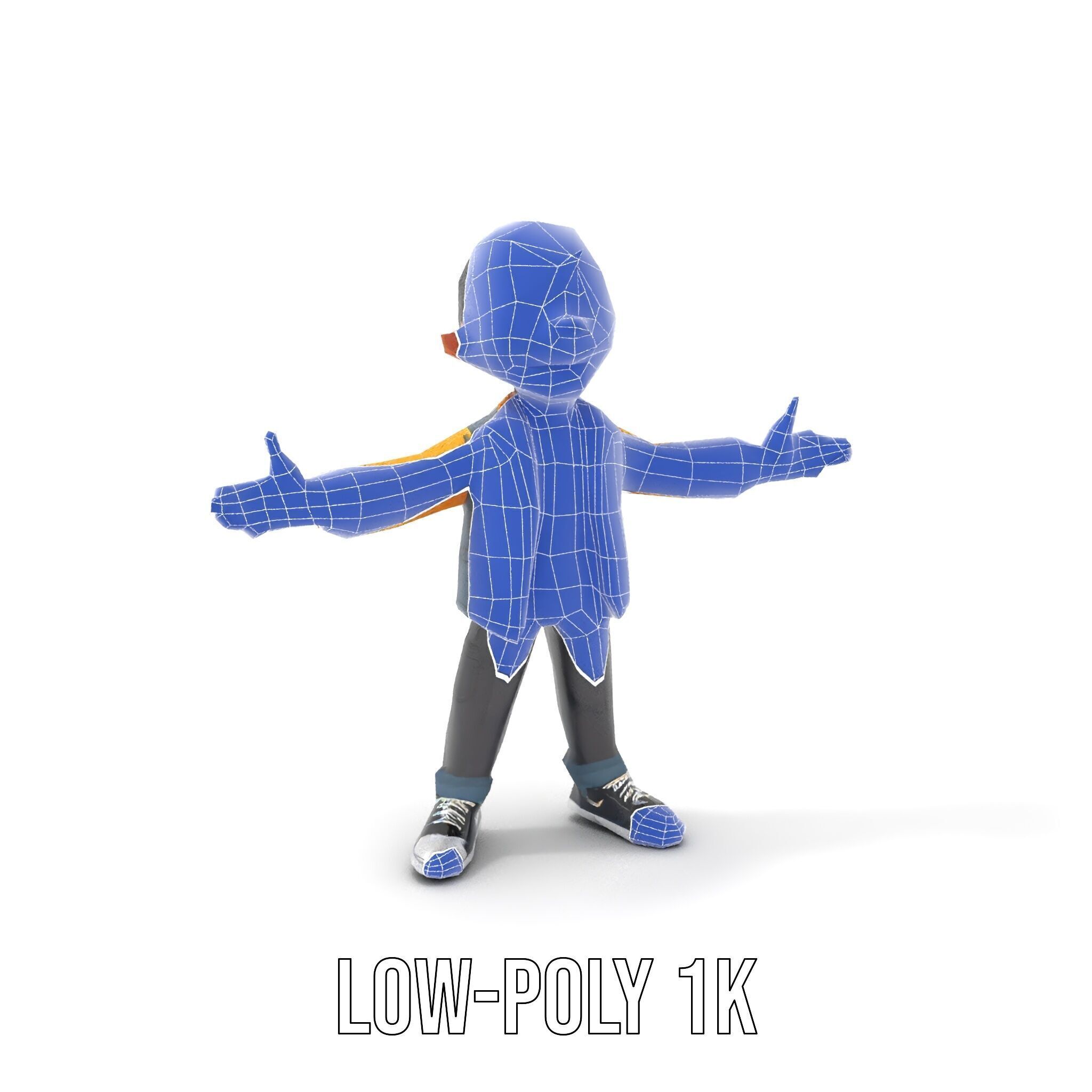 Energetic Boy in Casual Wear Rigged and Animated D Character ... Low-poly 3D model_25