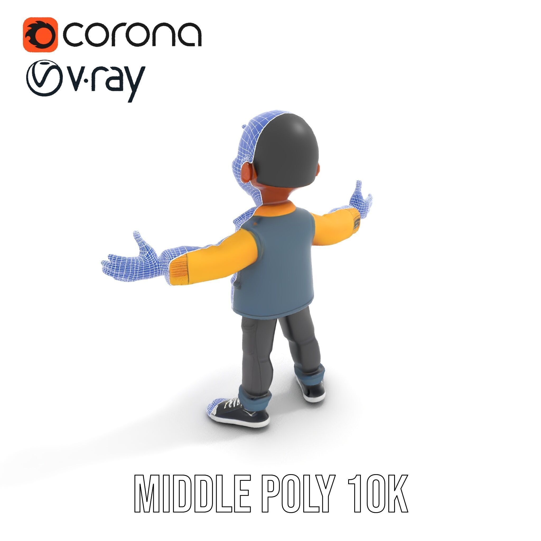 Energetic Boy in Casual Wear Rigged and Animated D Character ... Low-poly 3D model_24
