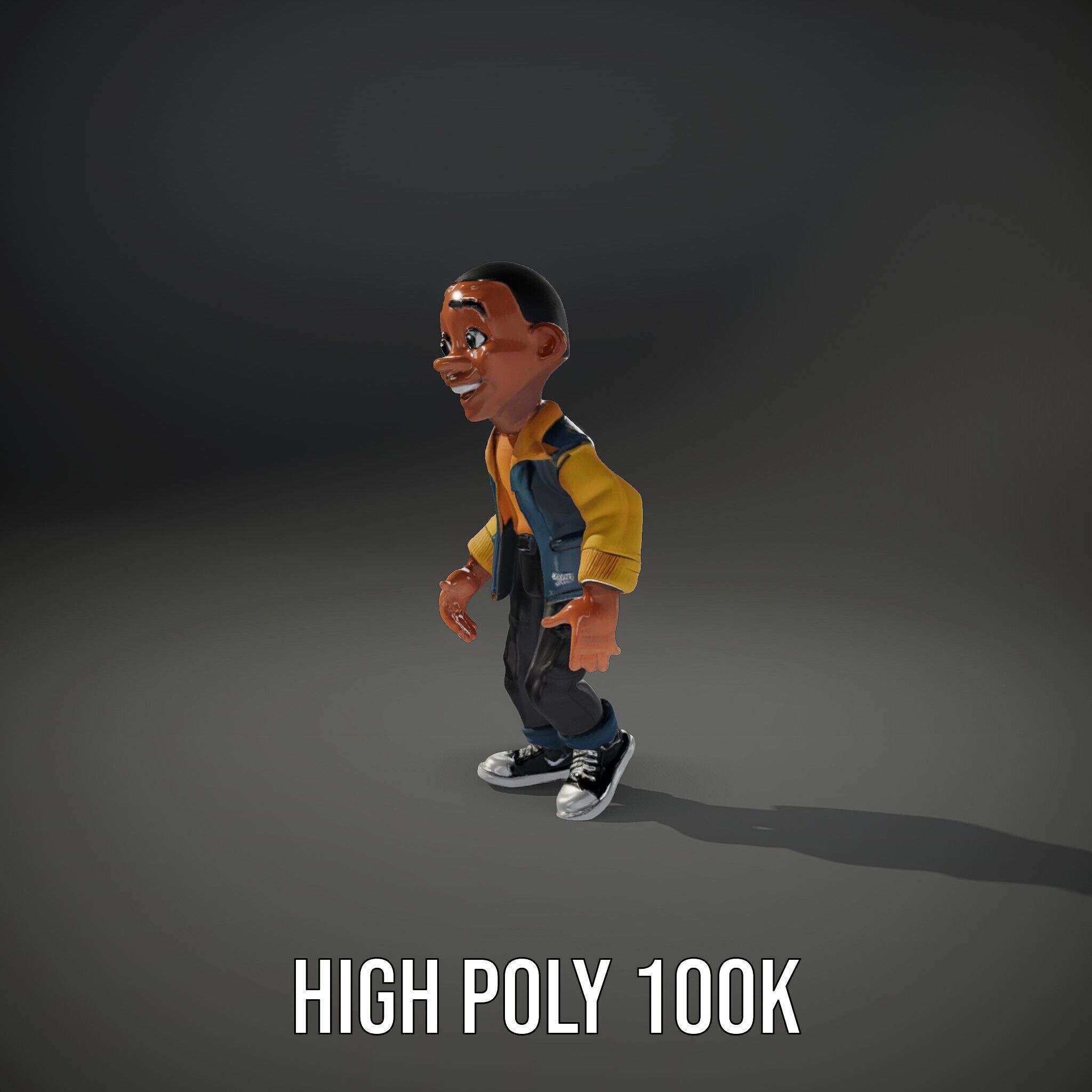 Energetic Boy in Casual Wear Rigged and Animated D Character ... Low-poly 3D model_8