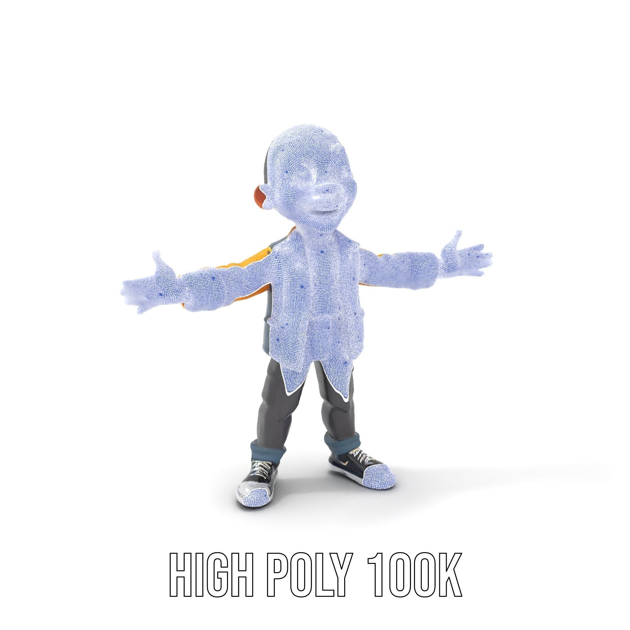 Energetic Boy in Casual Wear Rigged and Animated D Character ... Low-poly 3D model_4