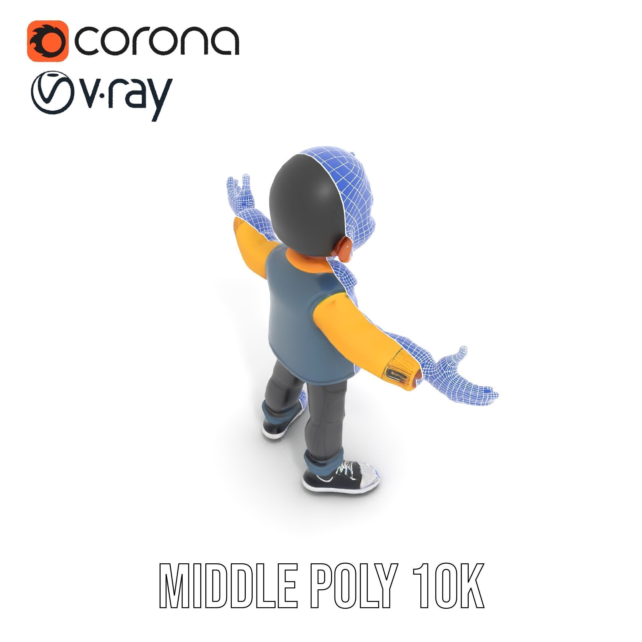 Energetic Boy in Casual Wear Rigged and Animated D Character ... Low-poly 3D model_29