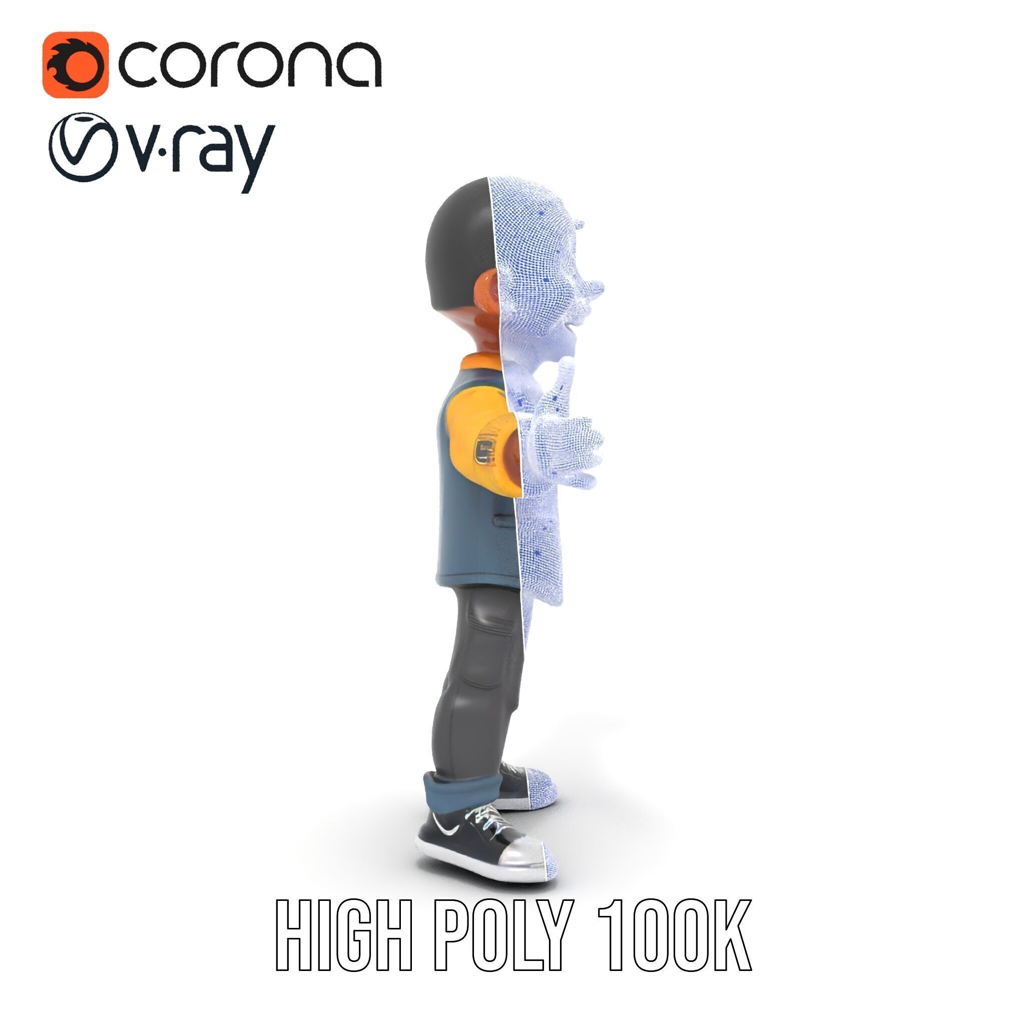 Energetic Boy in Casual Wear Rigged and Animated D Character ... Low-poly 3D model_35