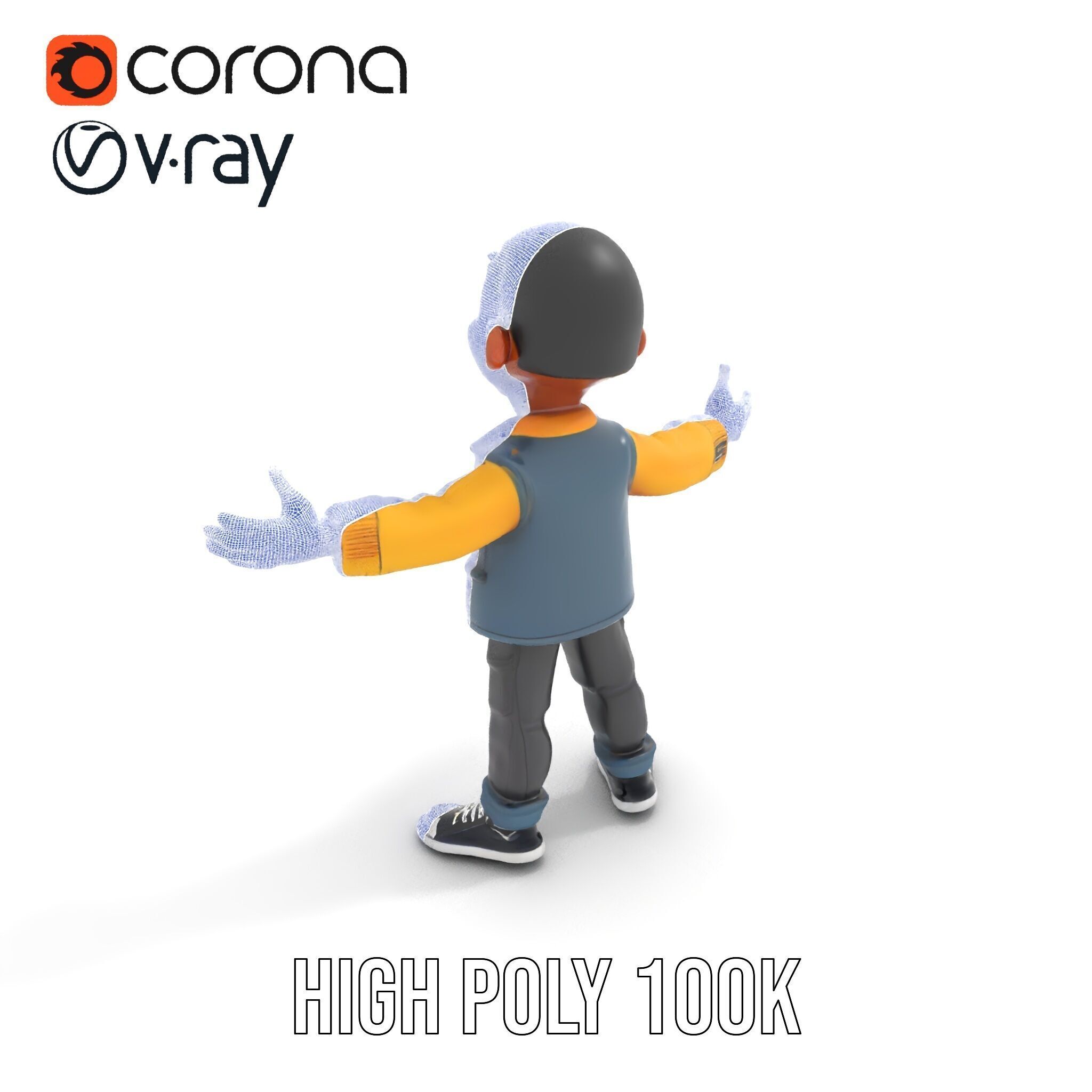 Energetic Boy in Casual Wear Rigged and Animated D Character ... Low-poly 3D model_31