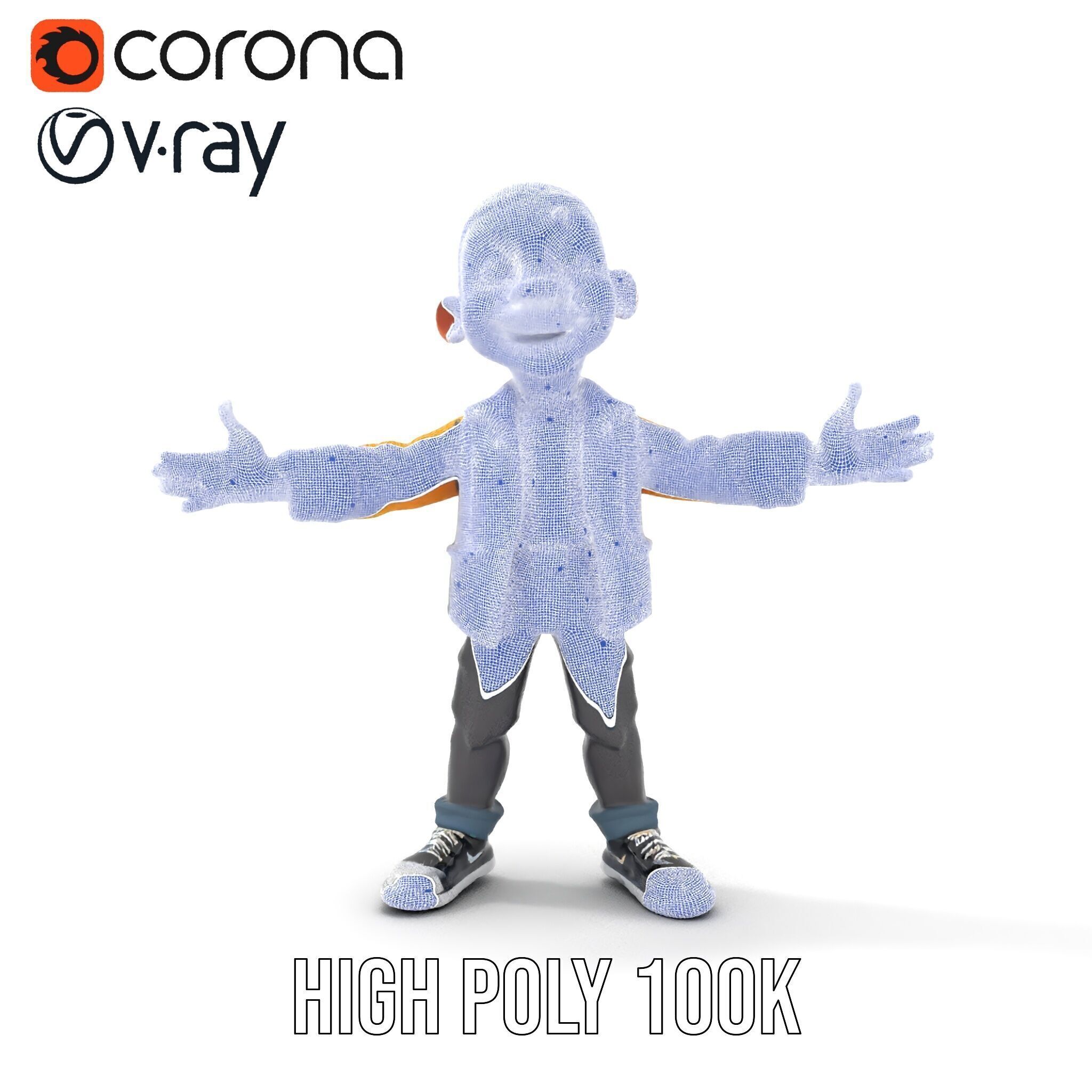 Energetic Boy in Casual Wear Rigged and Animated D Character ... Low-poly 3D model_33