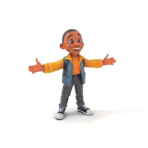 Energetic Boy in Casual Wear Rigged and Animated D Character ... Low-poly 3D model