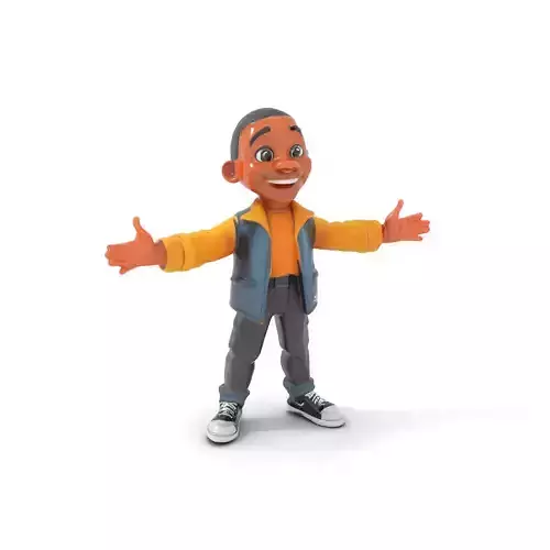 Energetic Boy in Casual Wear Rigged and Animated D Character Model