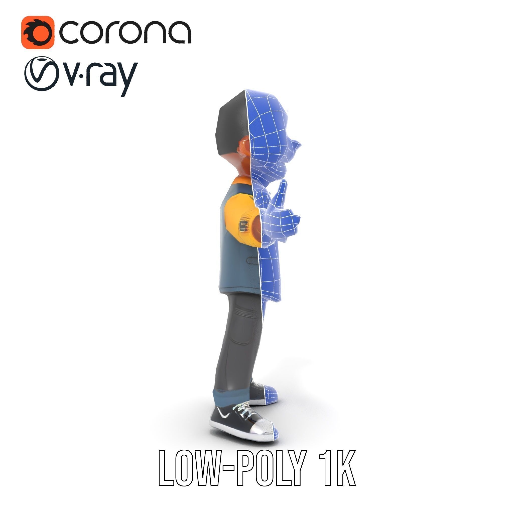 Energetic Boy in Casual Wear Rigged and Animated D Character ... Low-poly 3D model_28