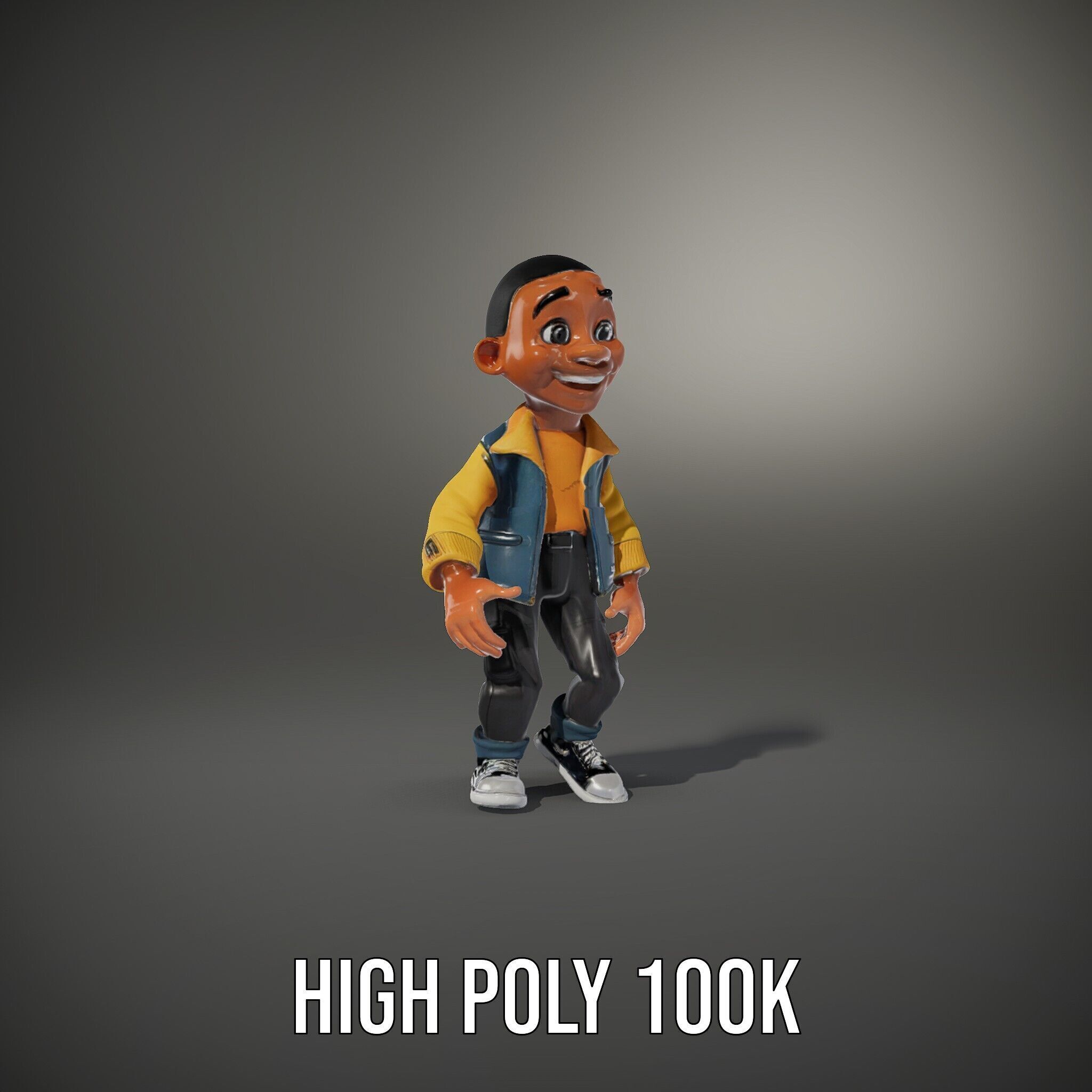 Energetic Boy in Casual Wear Rigged and Animated D Character ... Low-poly 3D model_12