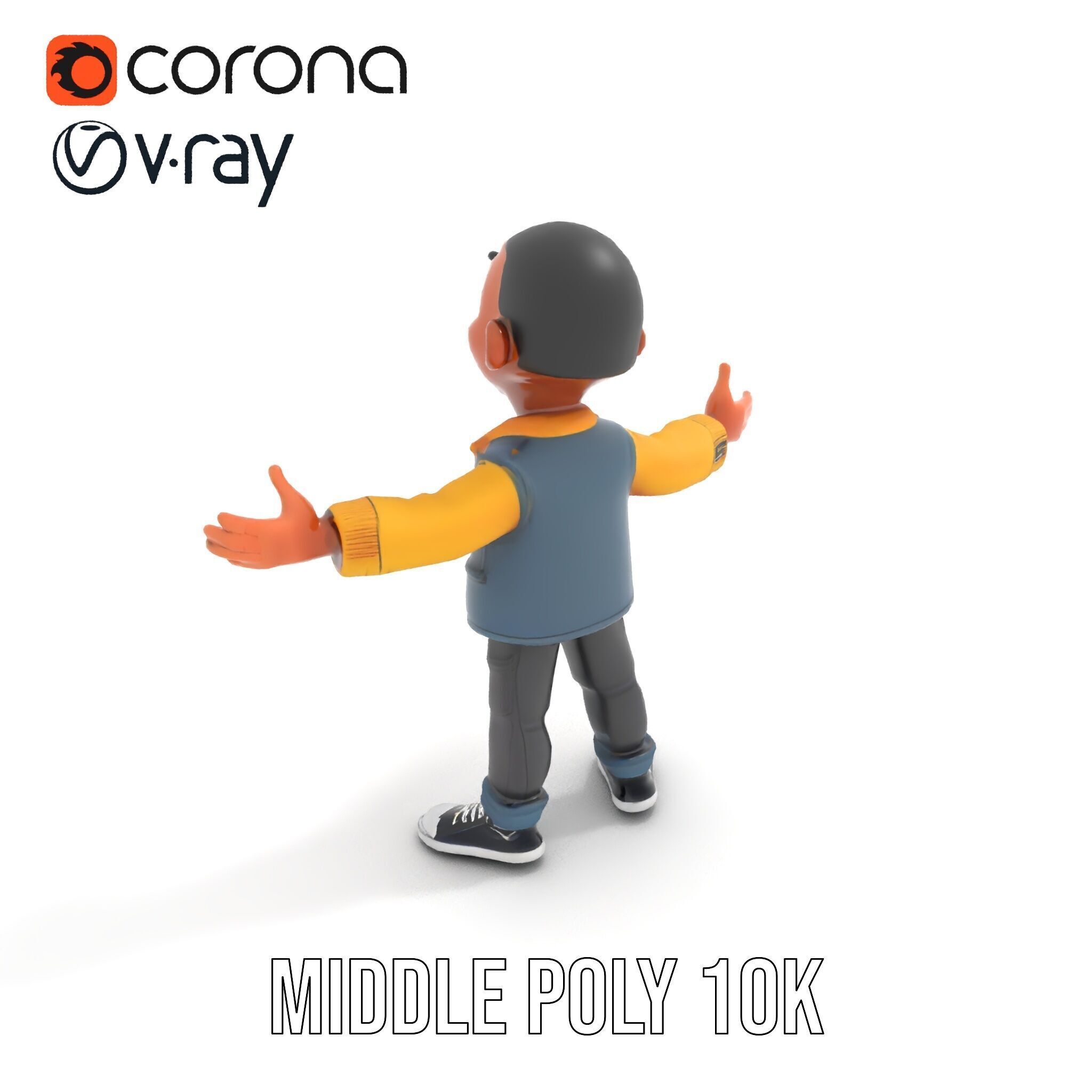 Energetic Boy in Casual Wear Rigged and Animated D Character ... Low-poly 3D model_19