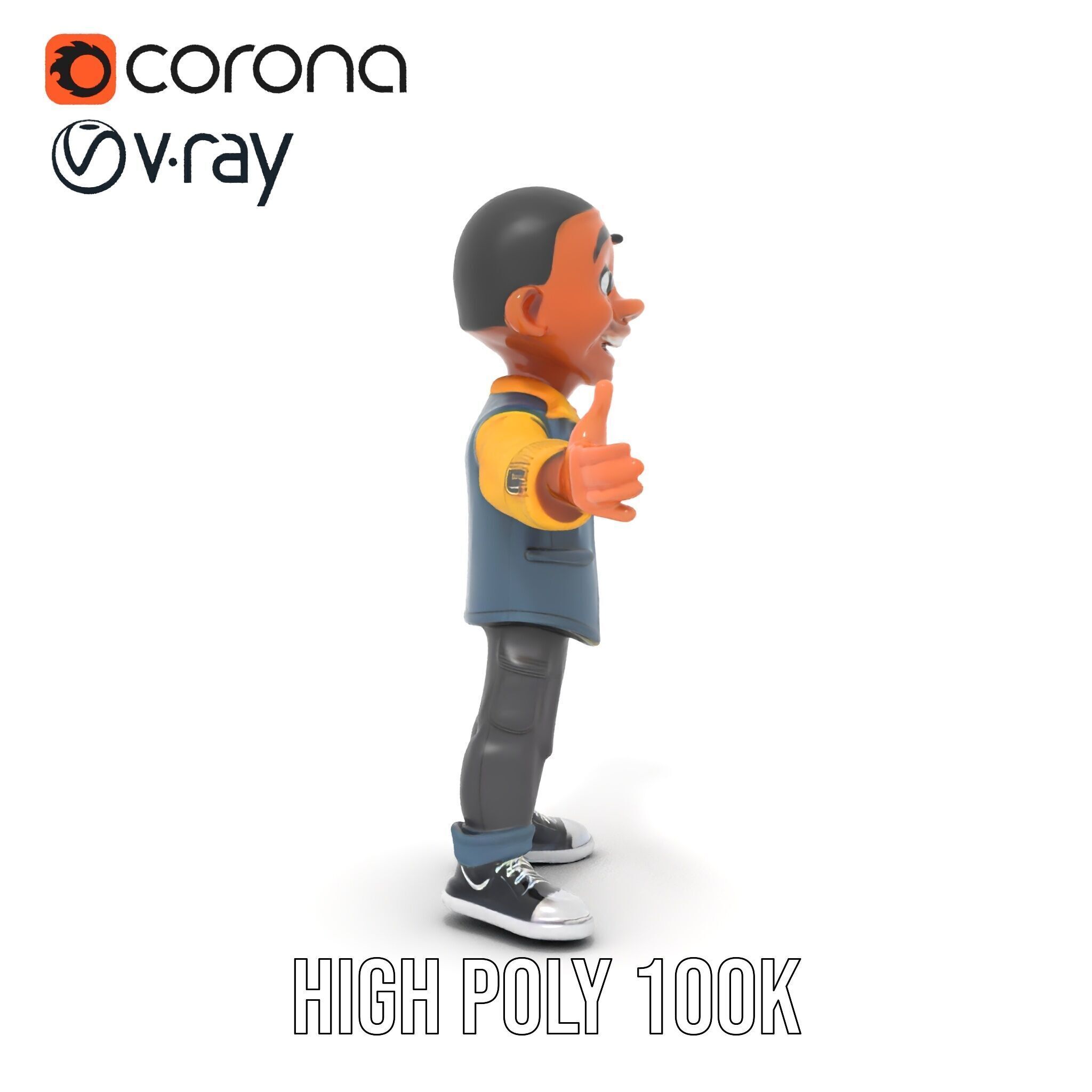 Energetic Boy in Casual Wear Rigged and Animated D Character ... Low-poly 3D model_15