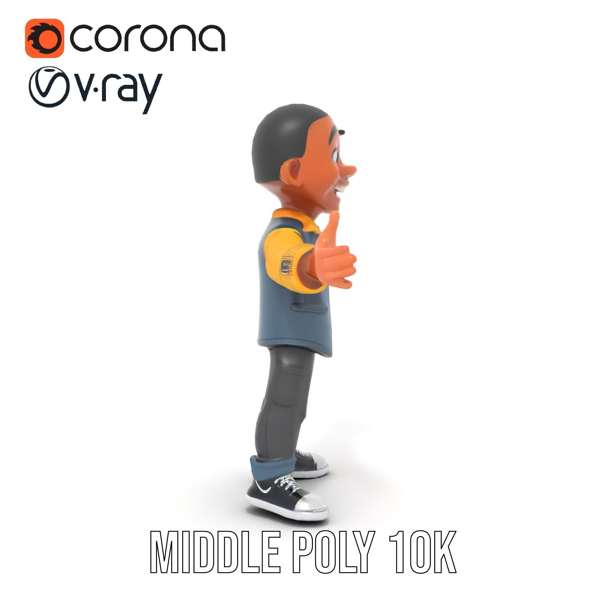 Energetic Boy in Casual Wear Rigged and Animated D Character ... Low-poly 3D model_27