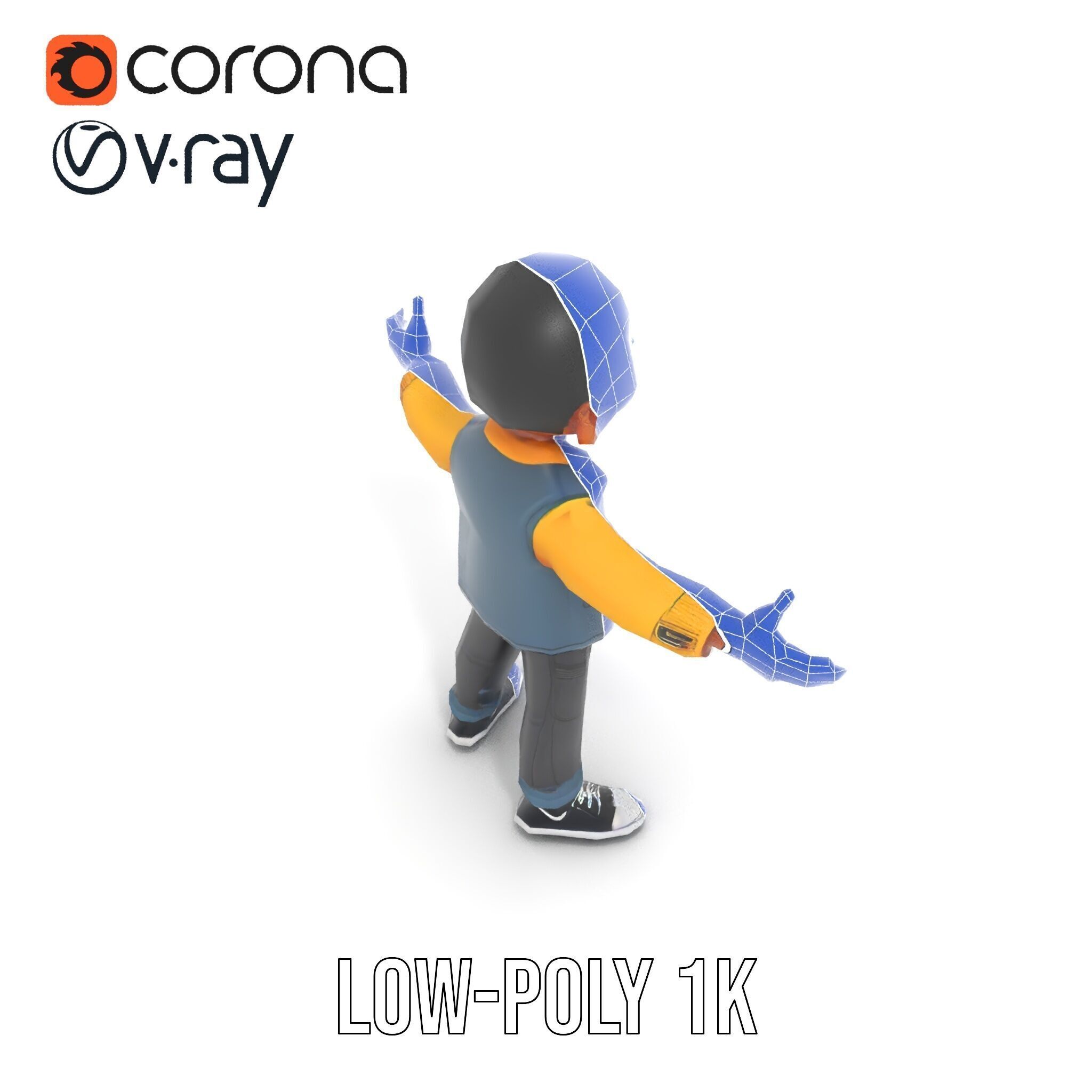 Energetic Boy in Casual Wear Rigged and Animated D Character ... Low-poly 3D model_17